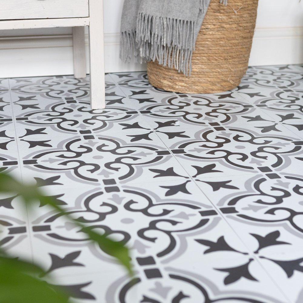 Grey - D C Fix - Self Adhesive Vinyl Floor Tiles Stencil Grey - 4