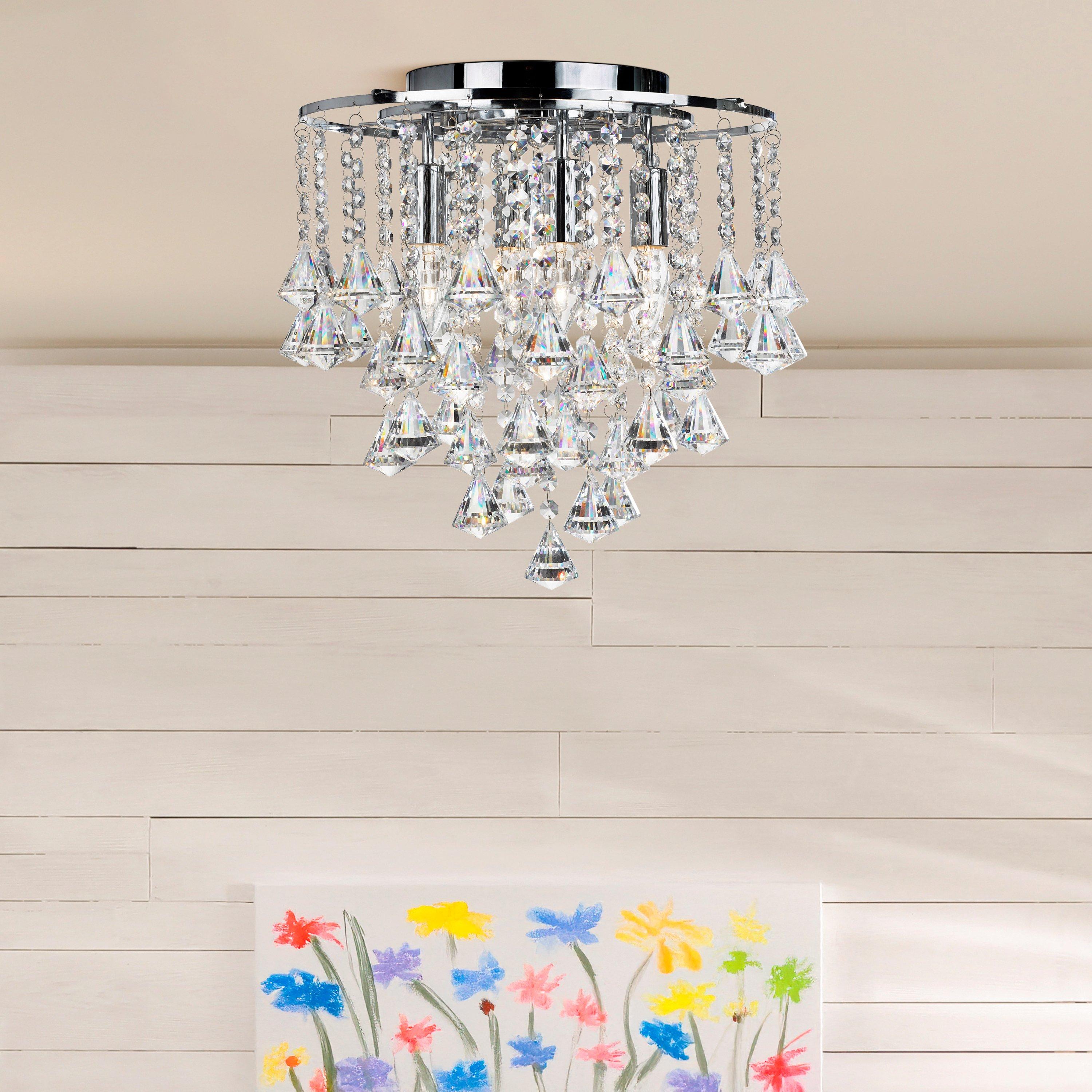Lighting Collection  Celeste 5Lt Flush - Metal & Clear Crystal Chrome