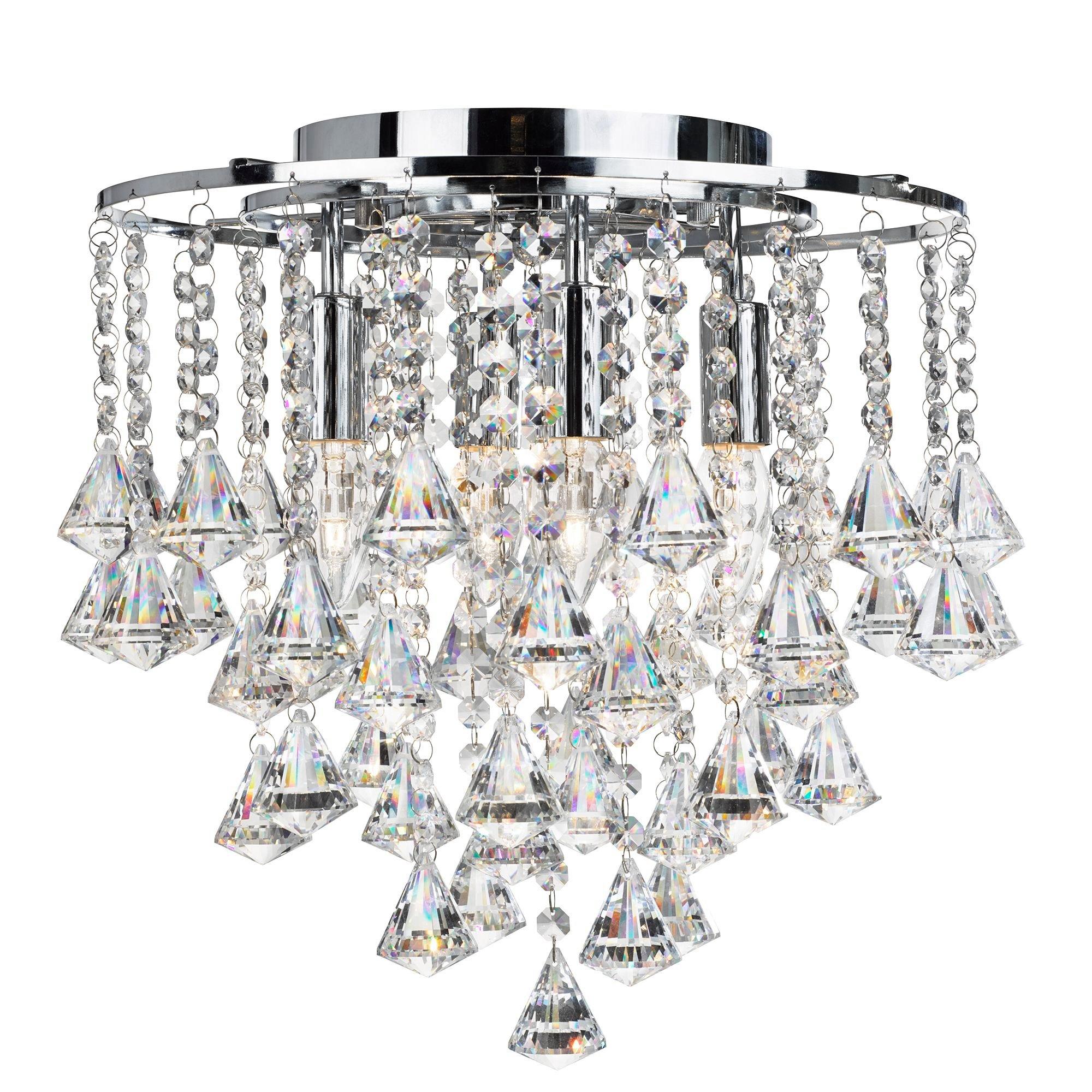Chrome - Lighting Collection - Celeste 5Lt Flush - Chrome Metal & Clear Crystal - 2