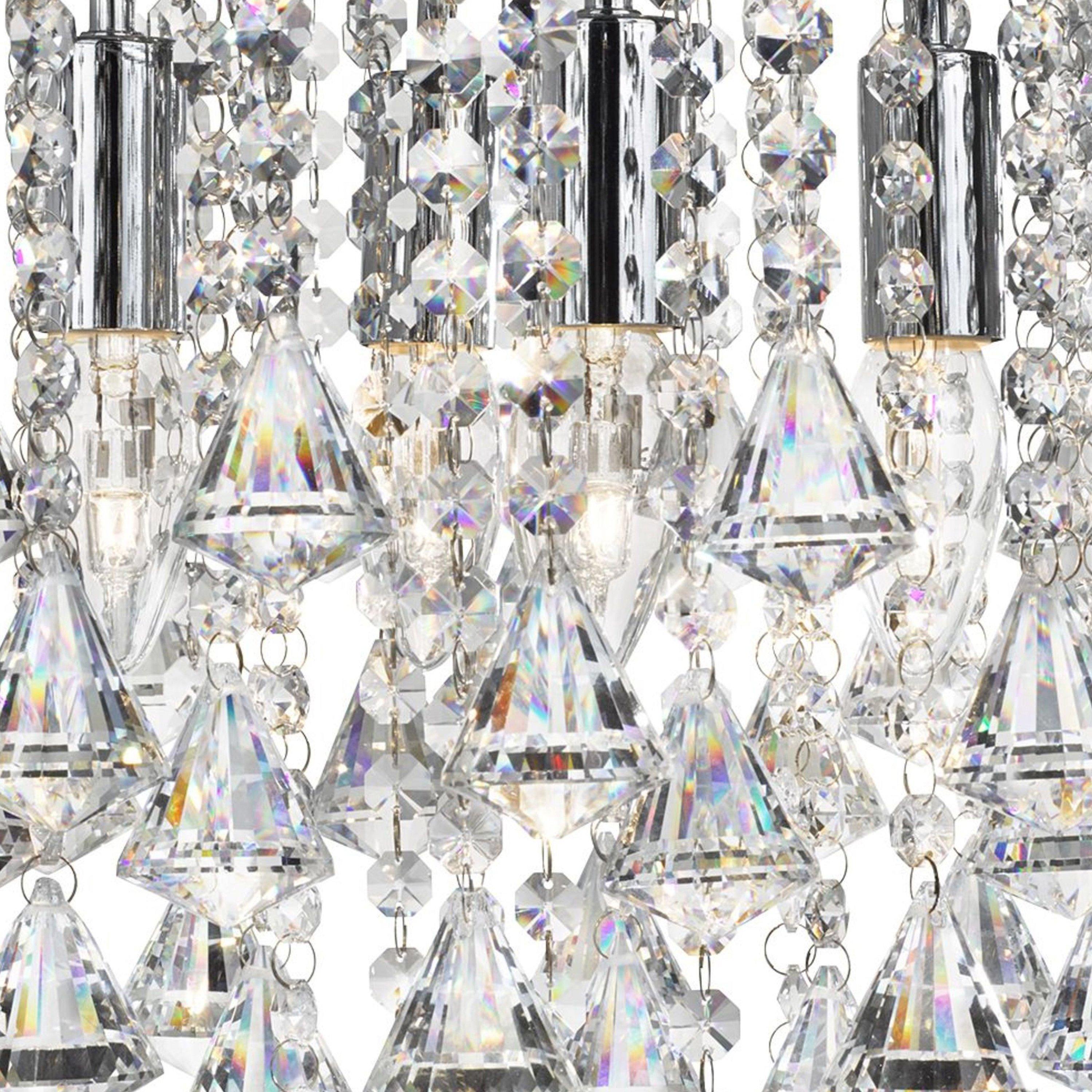 Chrome - Lighting Collection - Celeste 5Lt Flush - Chrome Metal & Clear Crystal - 4