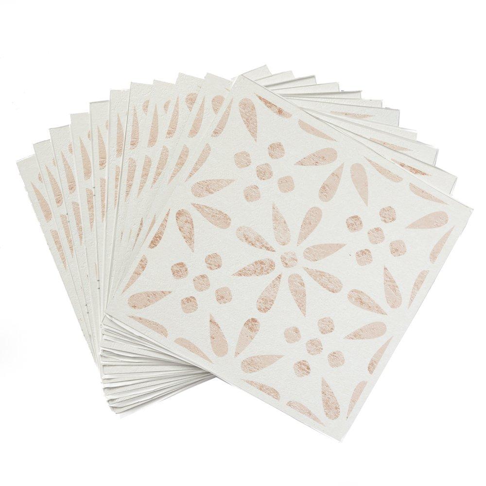 Beige - D C Fix - Self Adhesive Vinyl Floor Tiles Vintage Flowers - 2