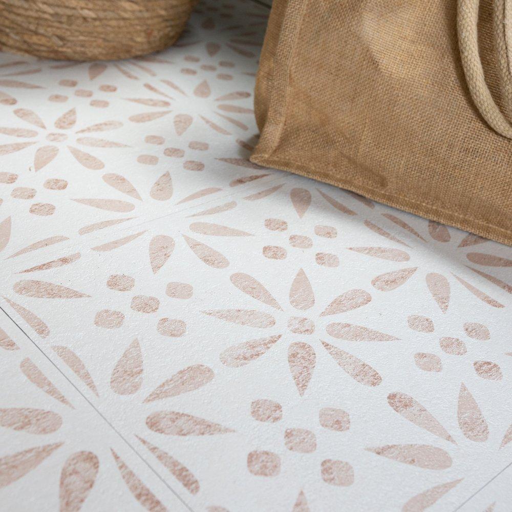 Beige - D C Fix - Self Adhesive Vinyl Floor Tiles Vintage Flowers - 3