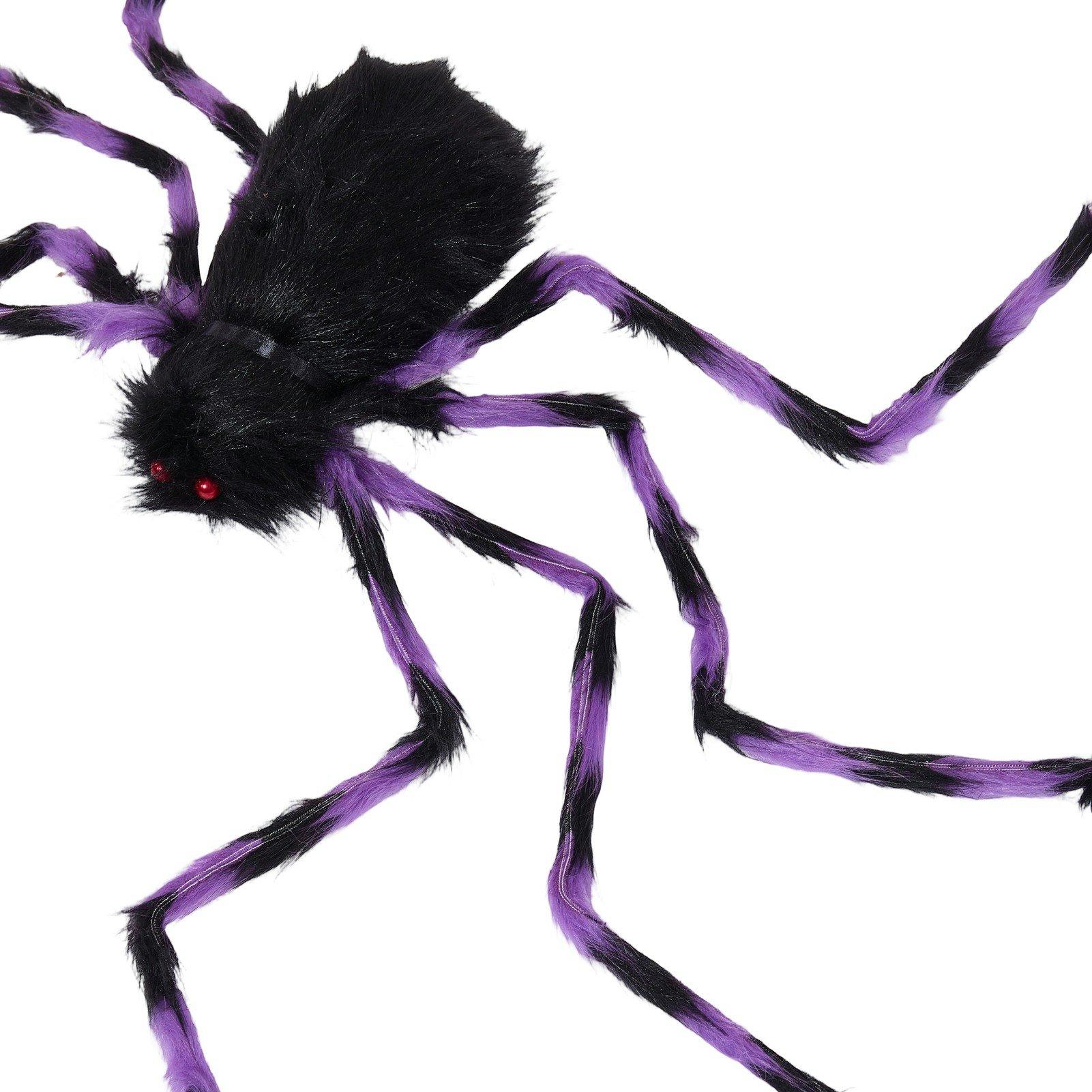 Black/Purple - LIFE IDEAS - 125cm Halloween Giant Spider & Web Decorations - 3