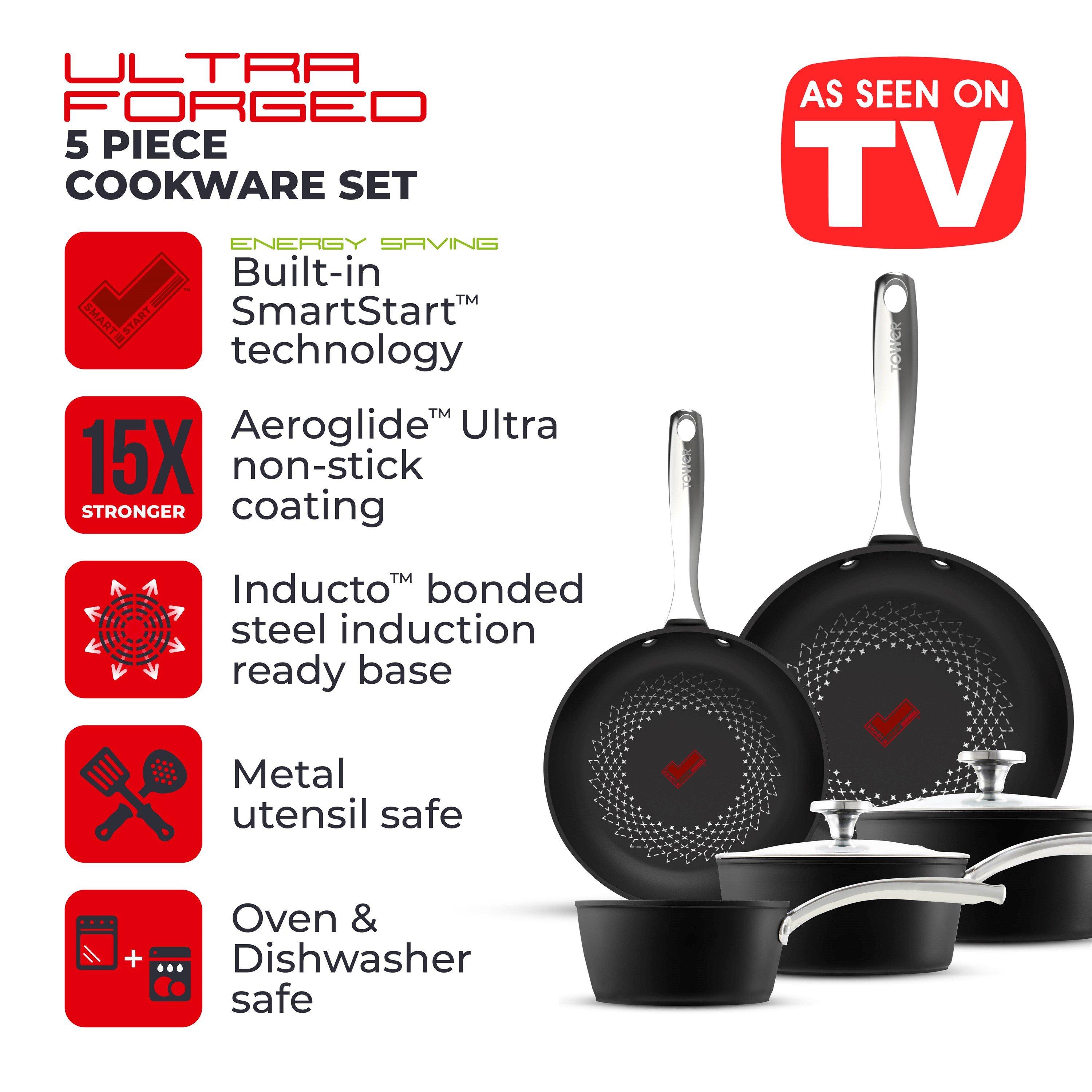 Black - Tower - Smart Start Ultra Forged 5pc Cookware Set - 2