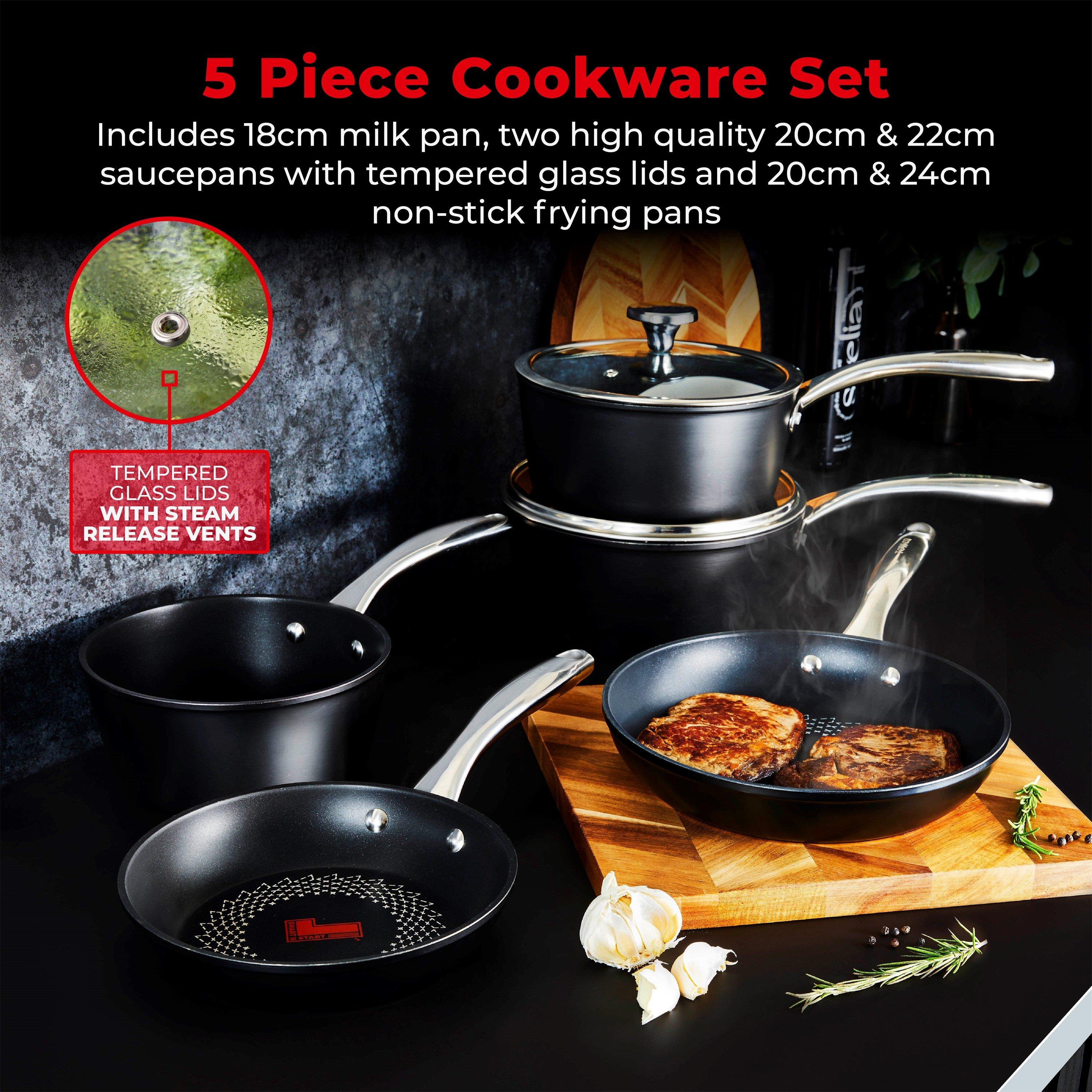 Black - Tower - Smart Start Ultra Forged 5pc Cookware Set - 3