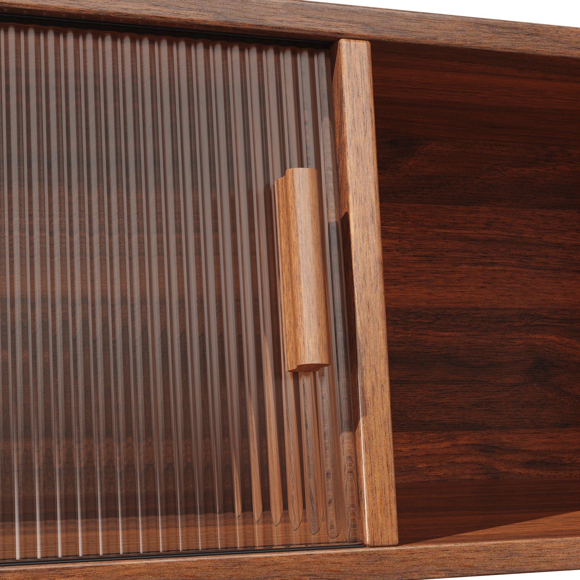 Walnut - Urban Meuble - Vintage Rattan Sideboard Kitchen Cabinet - 13