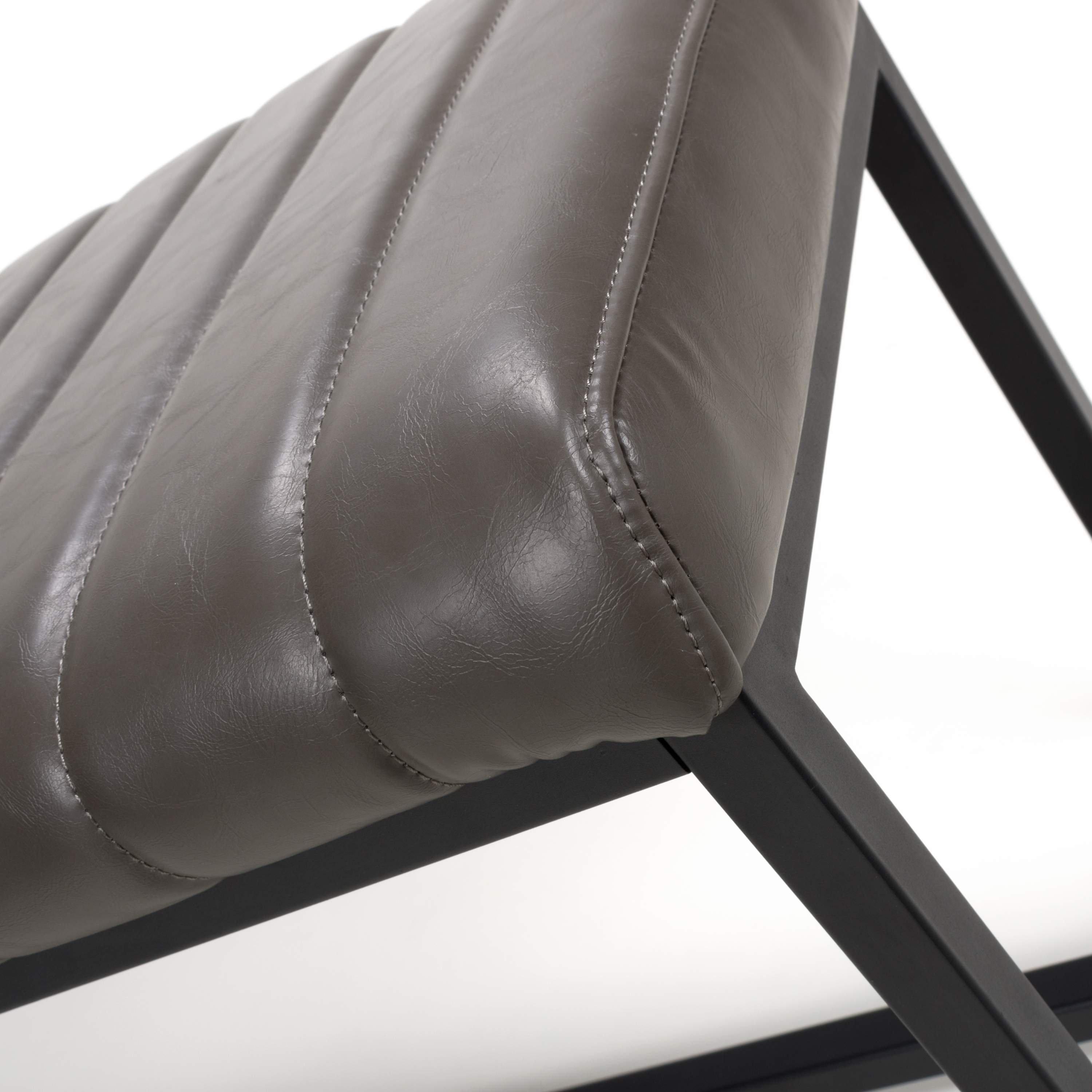 Brown - Shankar - Archer Leather Effect Grey Bench - 4