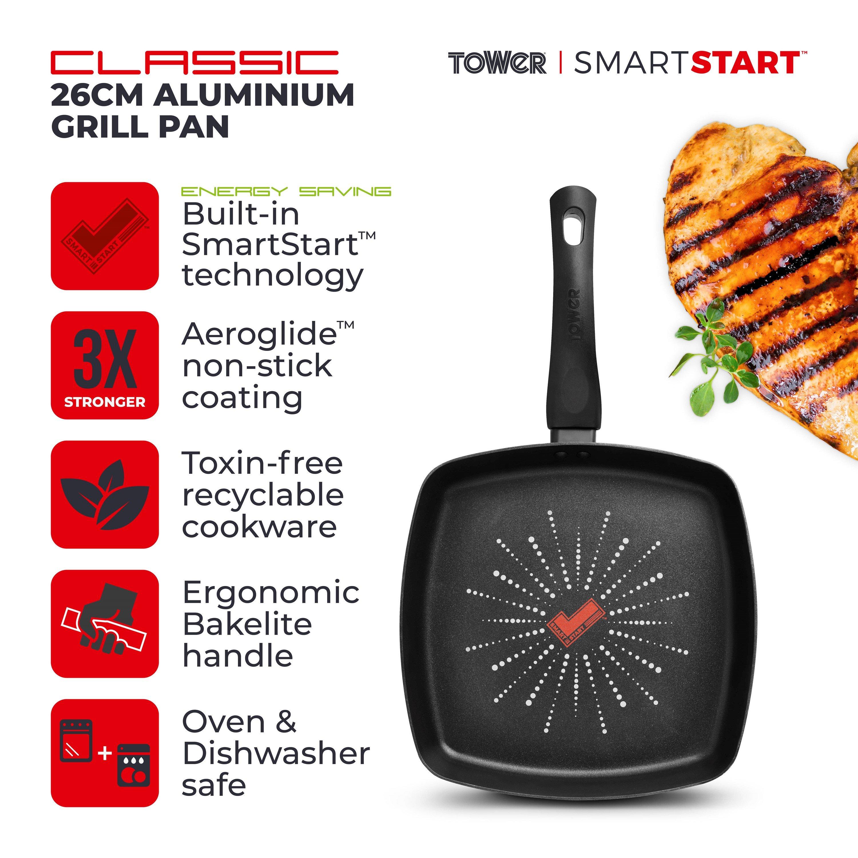Black - Tower - Smart Start Classic 26cm Grill Pan - 2