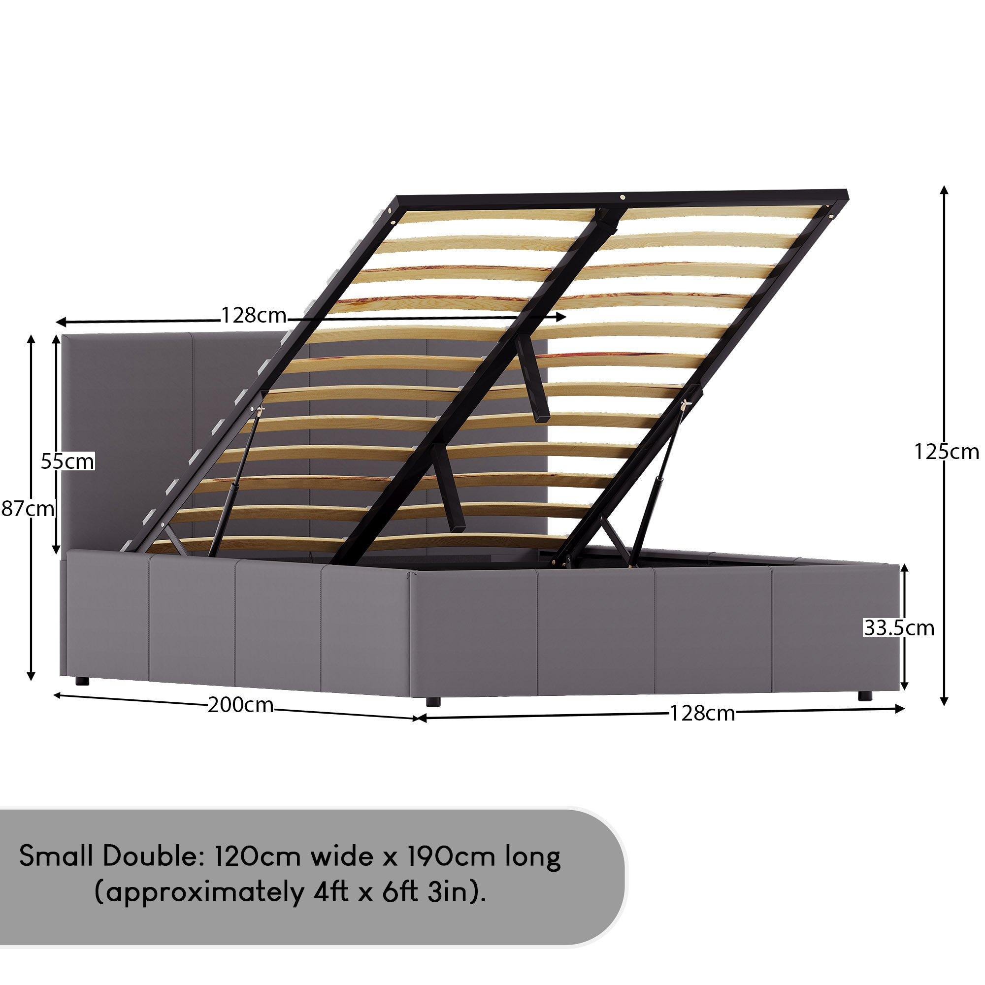Grey - Lassic - Lisbon S Double Ottoman F Leather Bed & Mattress - 2