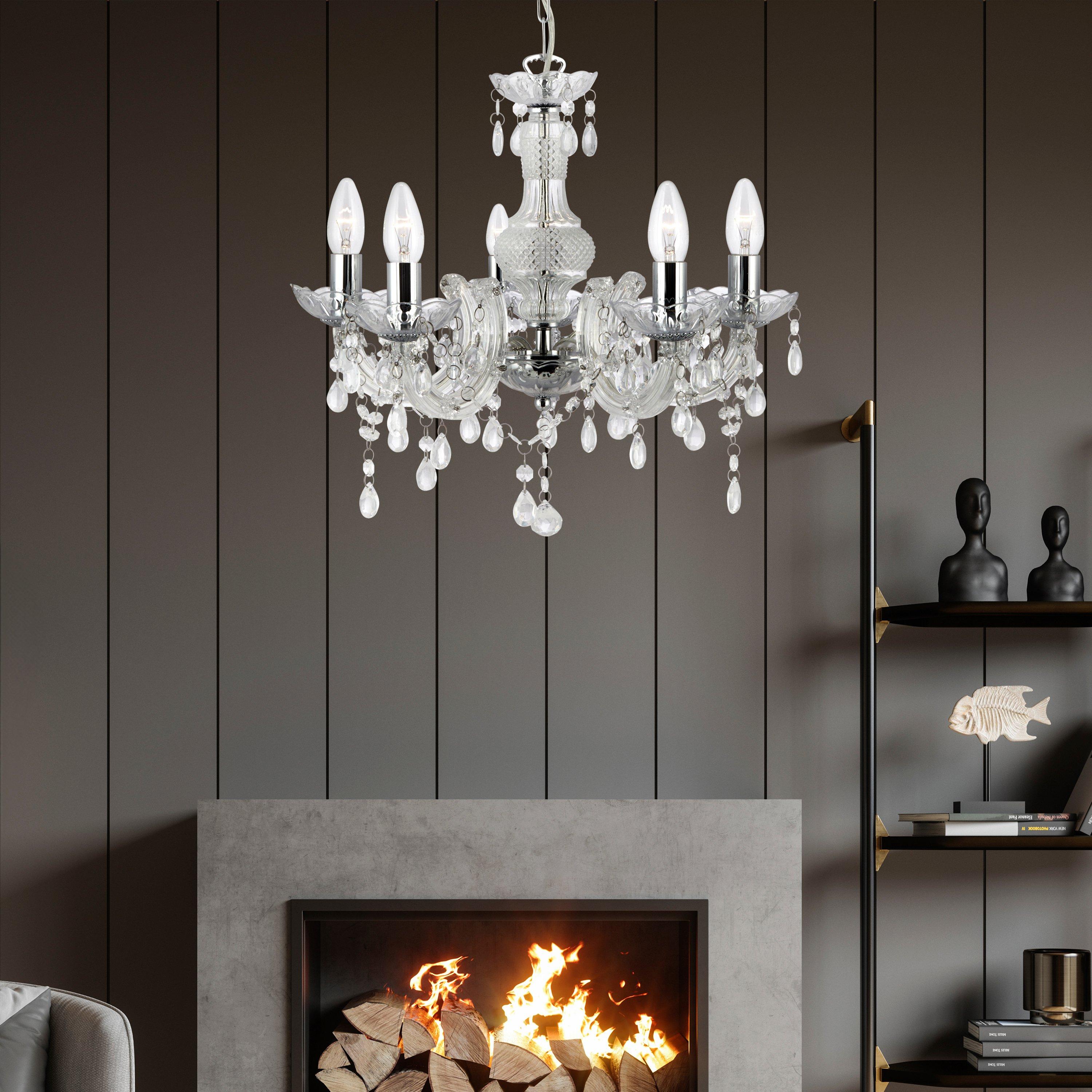 Lighting Collection  Charlotte 5Lt Pendant - Glass & Acrylic Clear