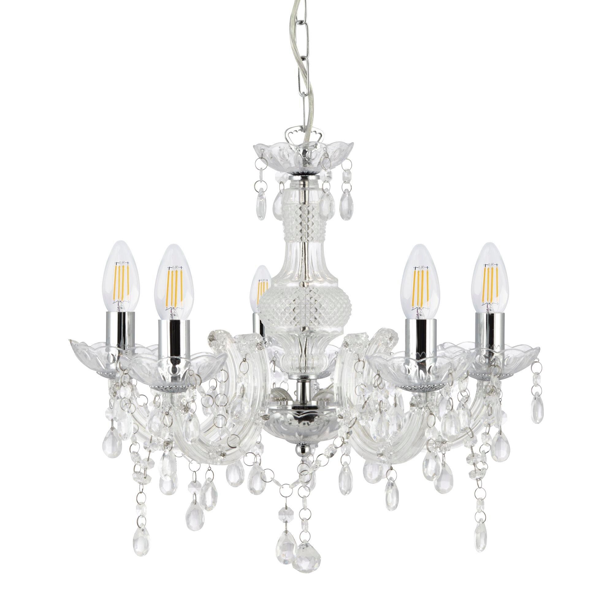 Clear - Lighting Collection - Charlotte  5Lt Pendant - Clear Glass & Acrylic - 3