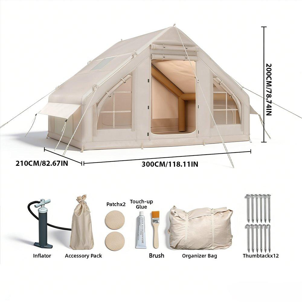 Beige - Breeins - Outdoor Inflatable Camping Tent with Hand Pump - 2