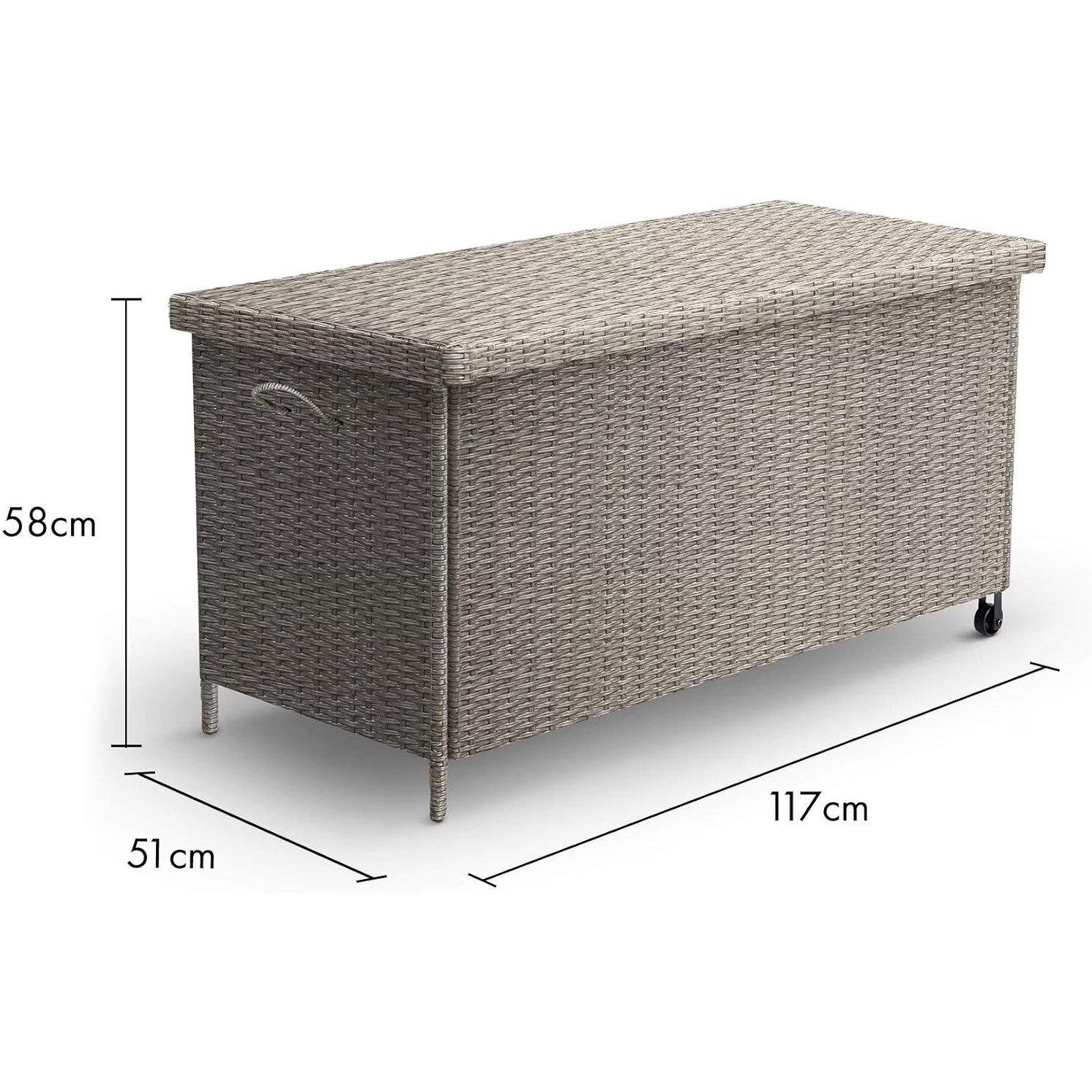 Grey - VonHaus - VonHaus - Rattan Look Outdoor Cushion Storage Box - 2
