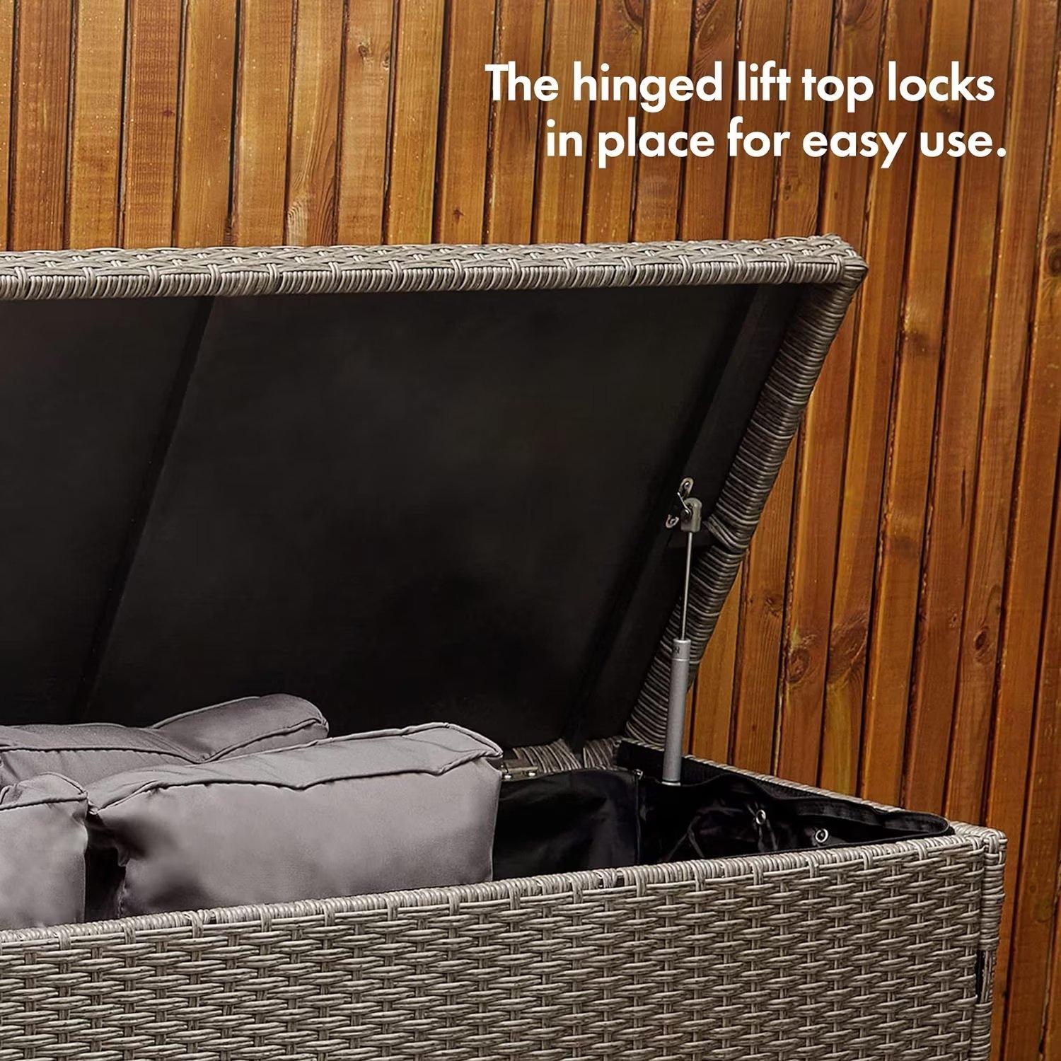 Grey - VonHaus - VonHaus - Rattan Look Outdoor Cushion Storage Box - 3