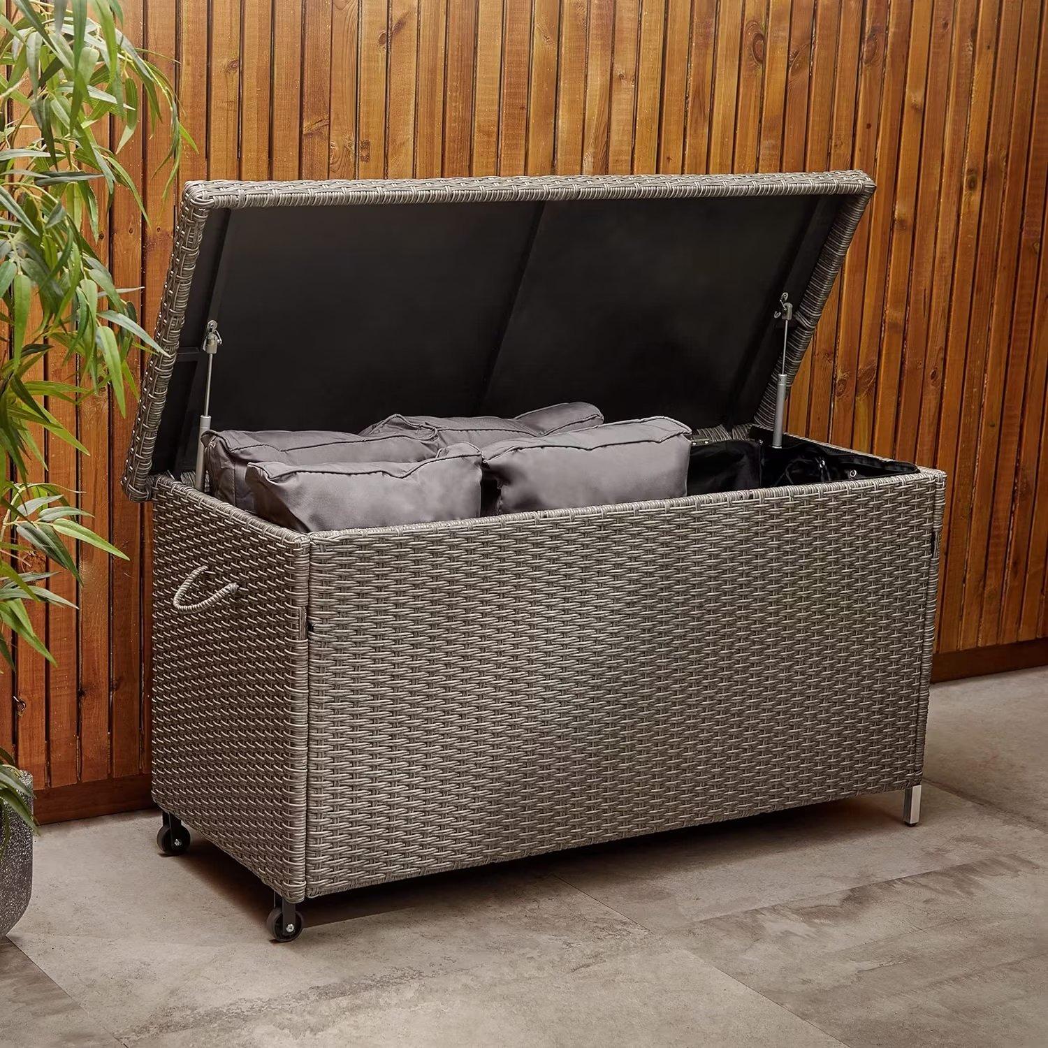 Grey - VonHaus - VonHaus - Rattan Look Outdoor Cushion Storage Box - 6
