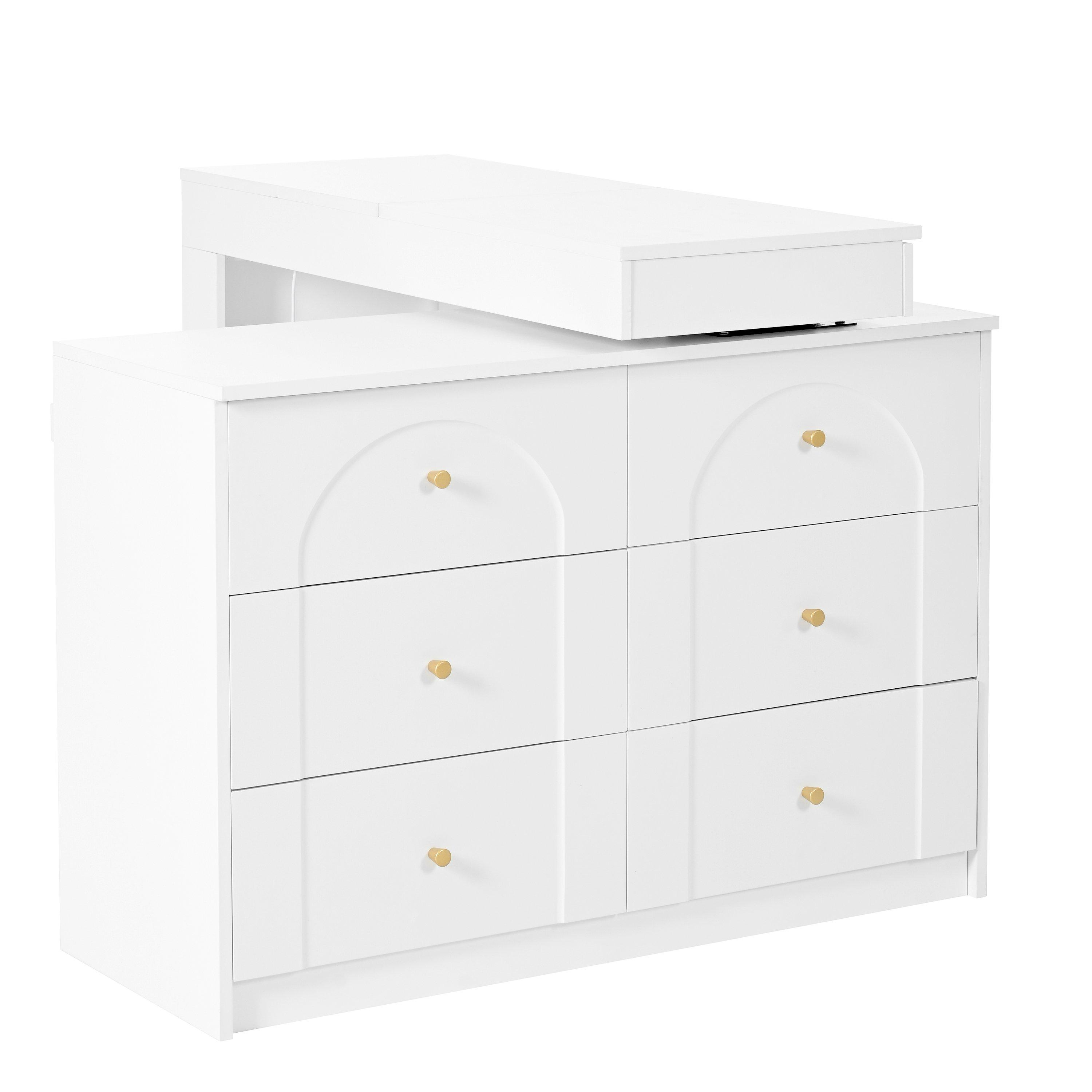 White - Urban Meuble - Modern L-Shaped Vanity Desk with LED Mirror - 10