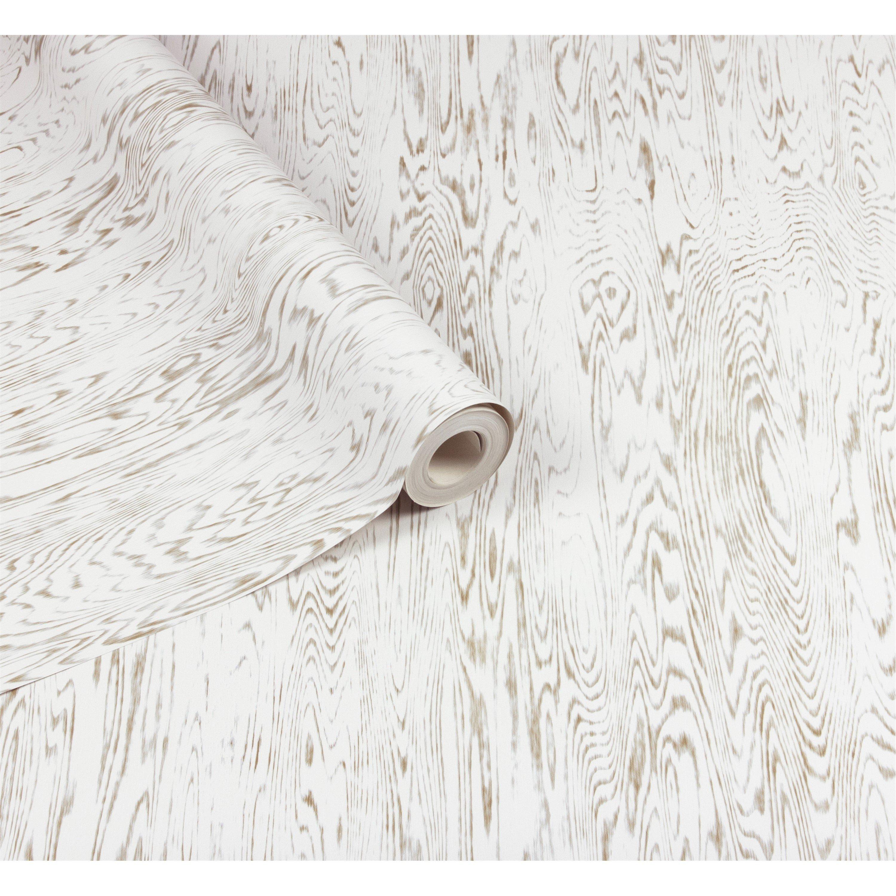 White / Off Whi - Arthouse - Wood Grain White Wallpaper - 2
