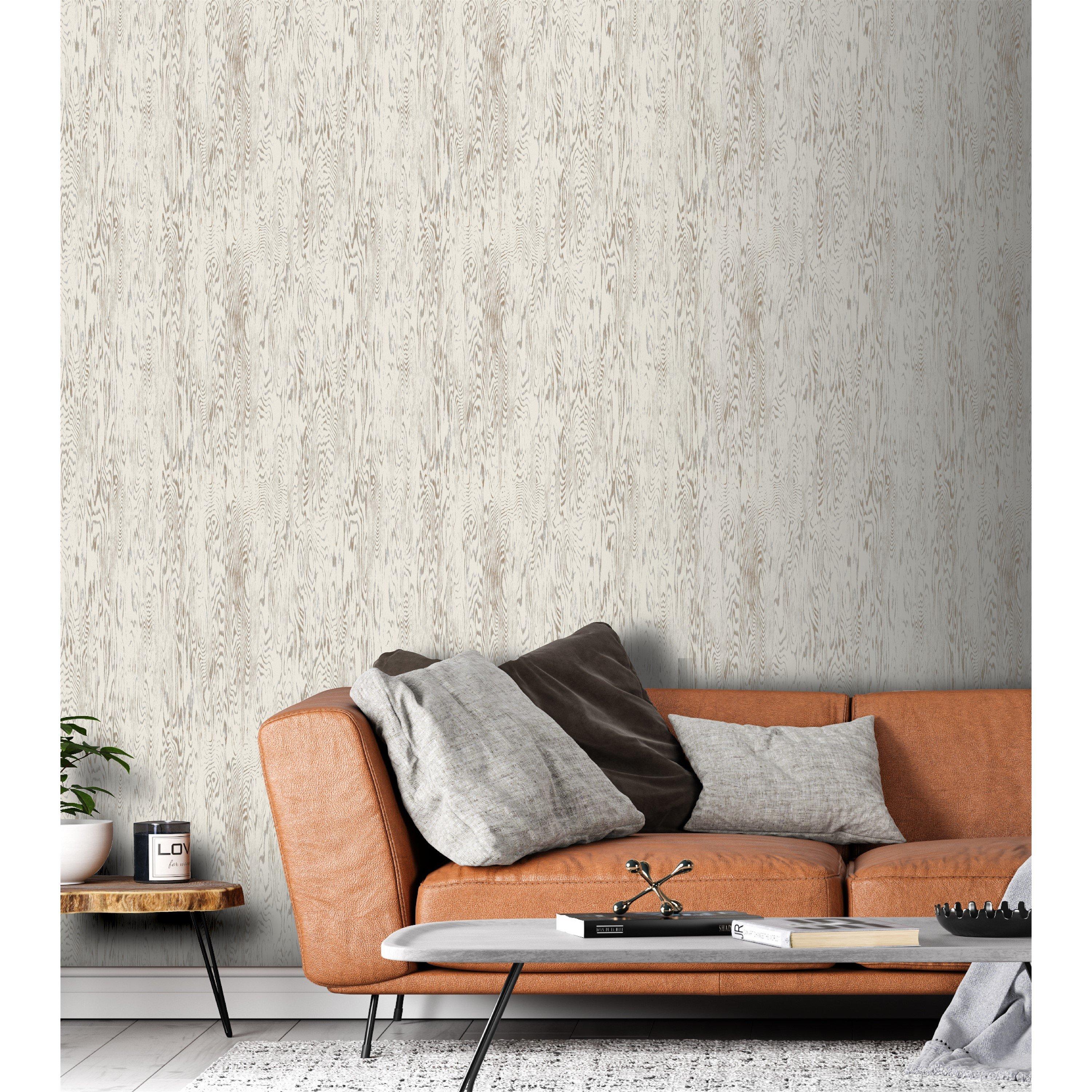White / Off Whi - Arthouse - Wood Grain White Wallpaper - 3