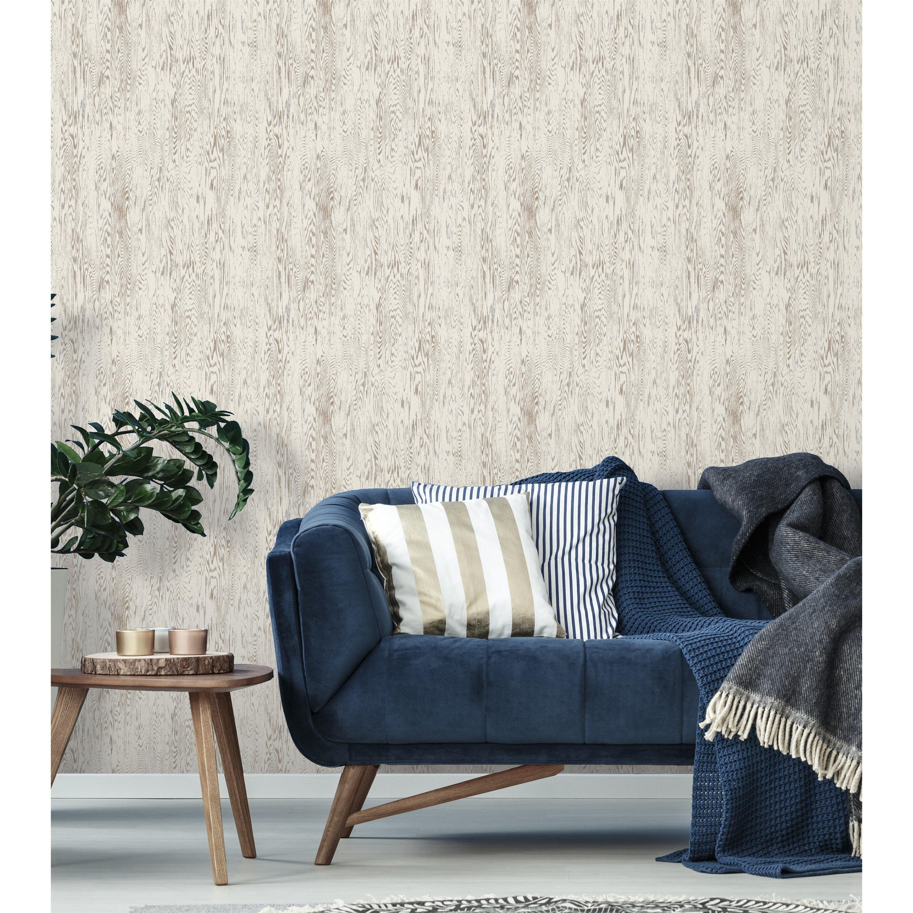 White / Off Whi - Arthouse - Wood Grain White Wallpaper - 4