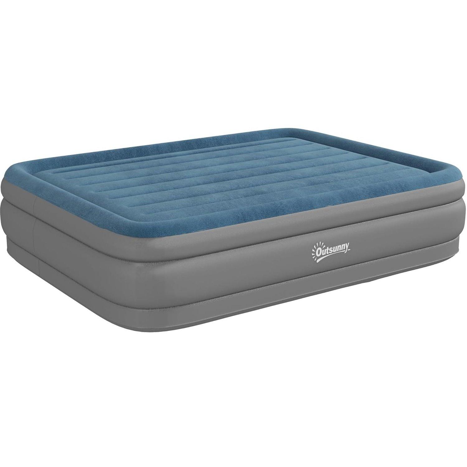 Grey - Outsunny - King-Size Inflatable Mattress with pump - 1