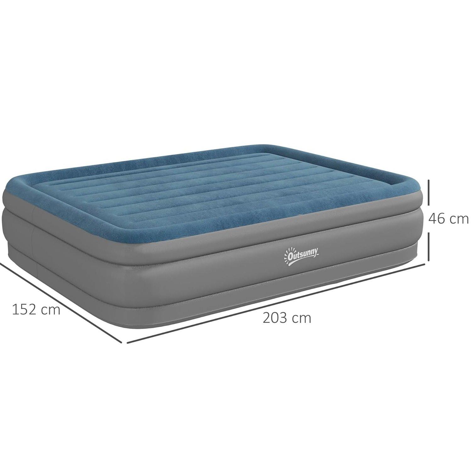 Grey - Outsunny - King-Size Inflatable Mattress with pump - 5