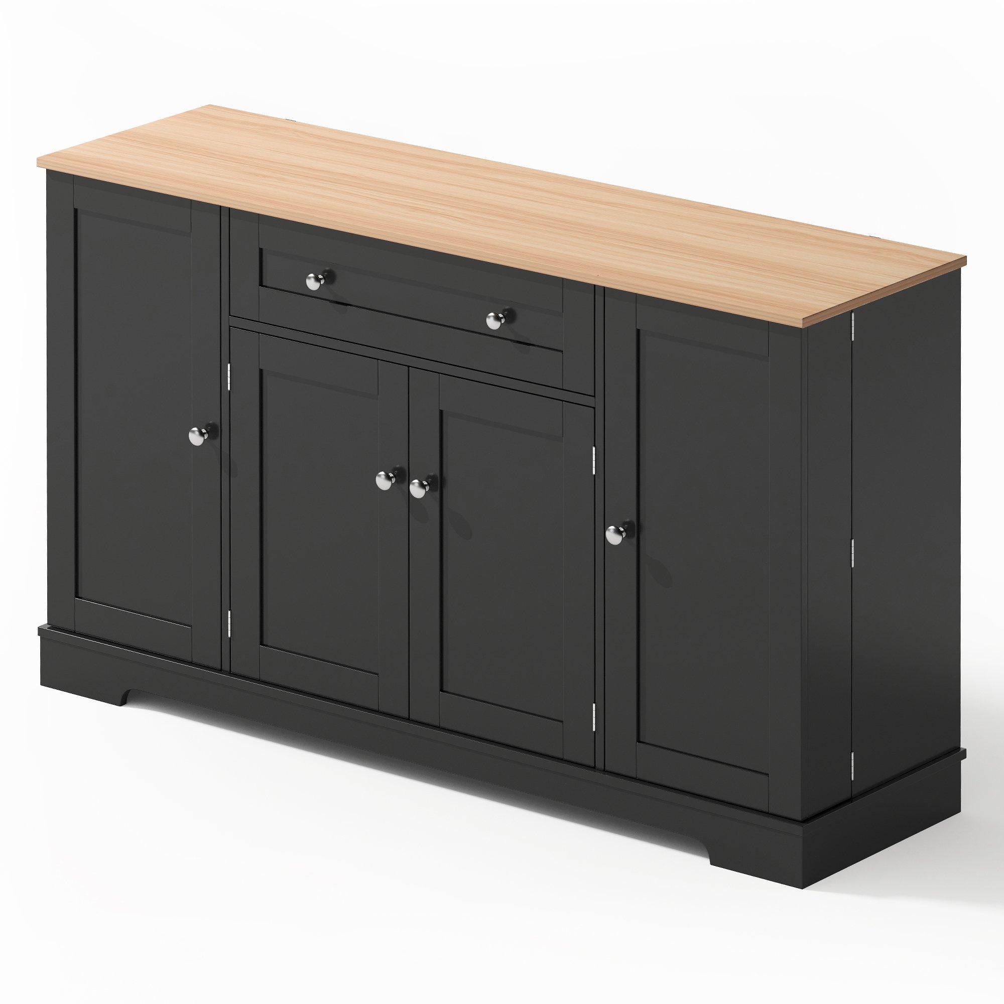 Black/Oak - Urban Meuble - Multifunctional Kitchen Sideboard Cabinet - 11