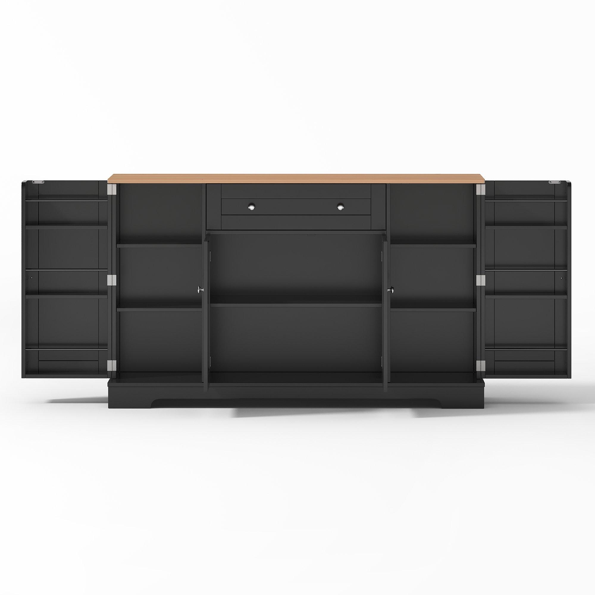 Black/Oak - Urban Meuble - Multifunctional Kitchen Sideboard Cabinet - 12