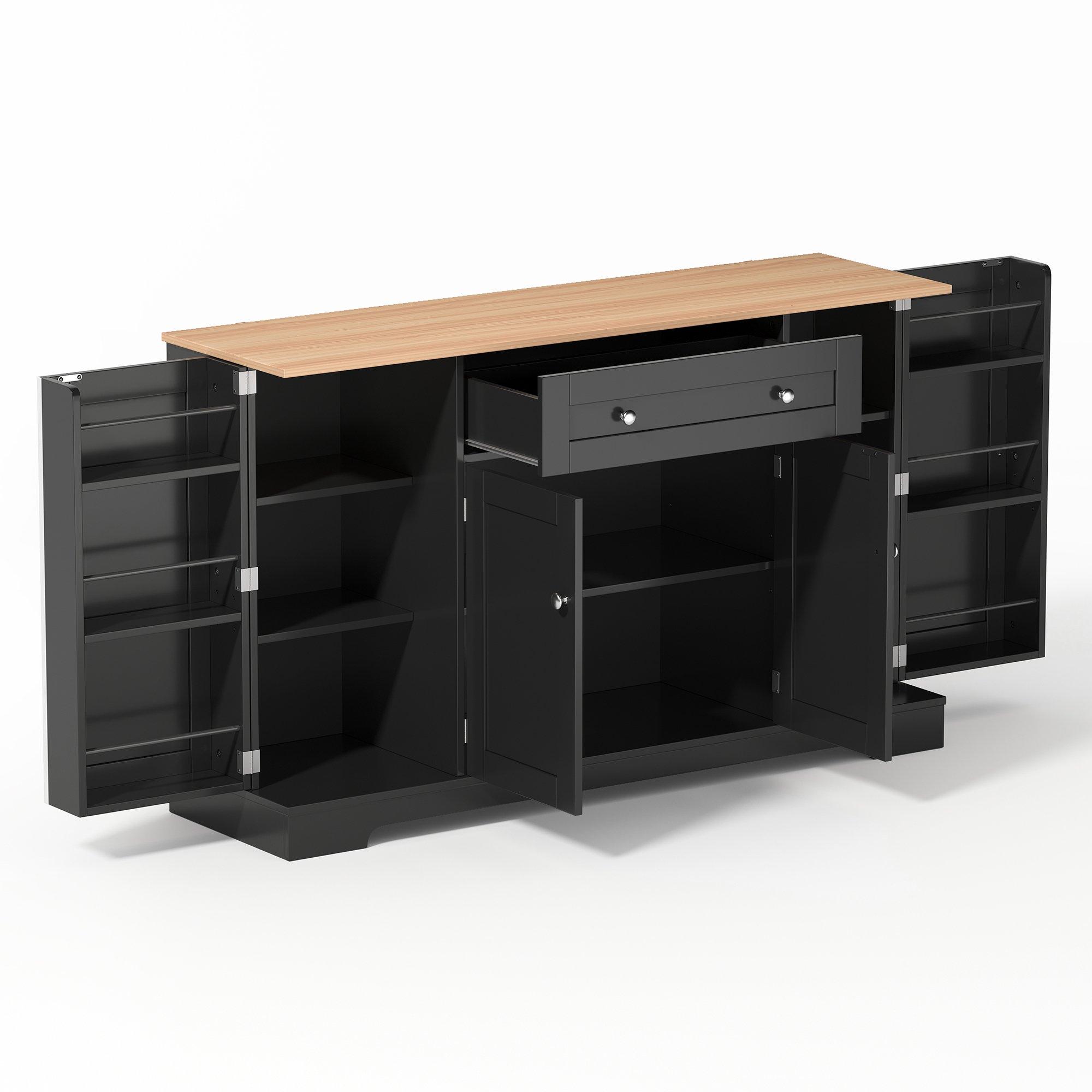Black/Oak - Urban Meuble - Multifunctional Kitchen Sideboard Cabinet - 13
