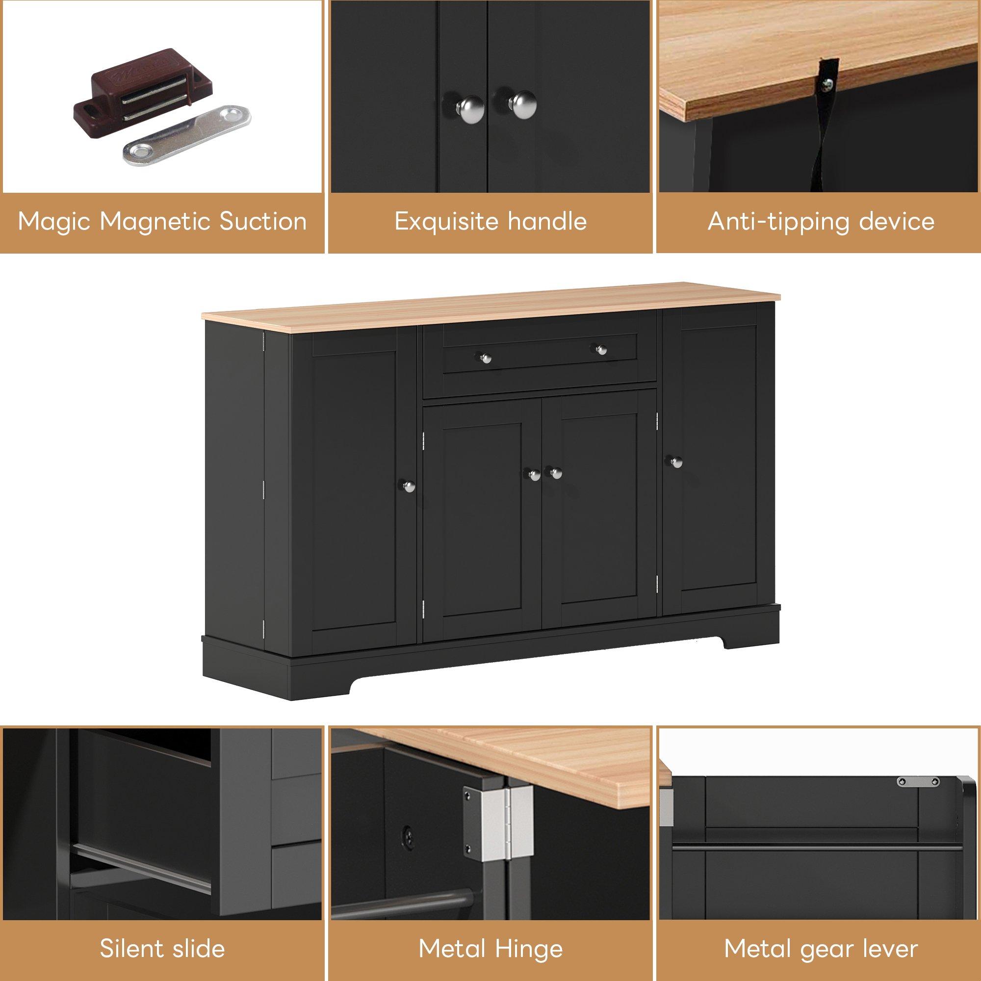 Black/Oak - Urban Meuble - Multifunctional Kitchen Sideboard Cabinet - 8
