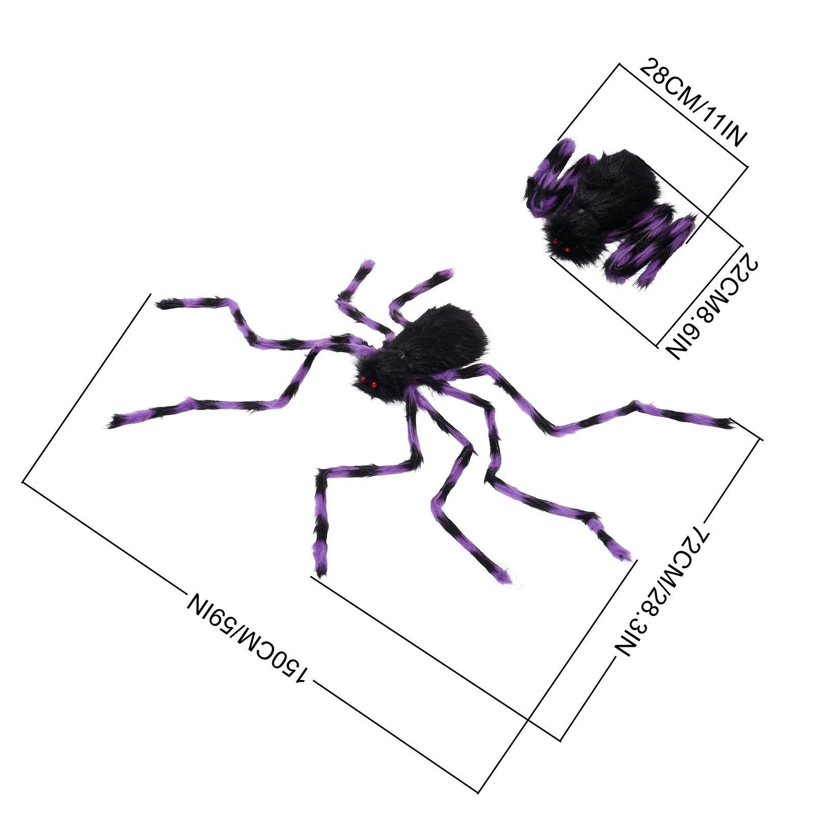Black/Purple - LIFE IDEAS - 150cm Halloween Giant Spider & Web Decorations - 2
