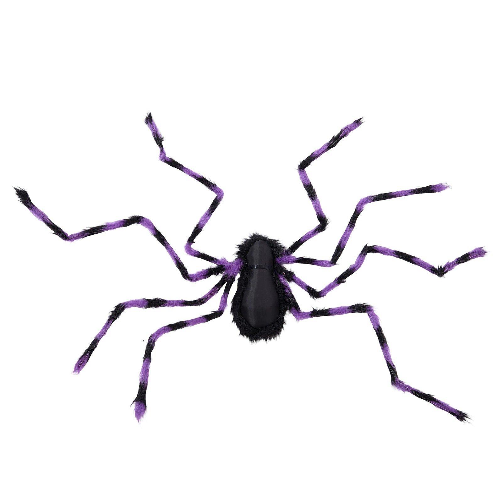 Black/Purple - LIFE IDEAS - 150cm Halloween Giant Spider & Web Decorations - 3