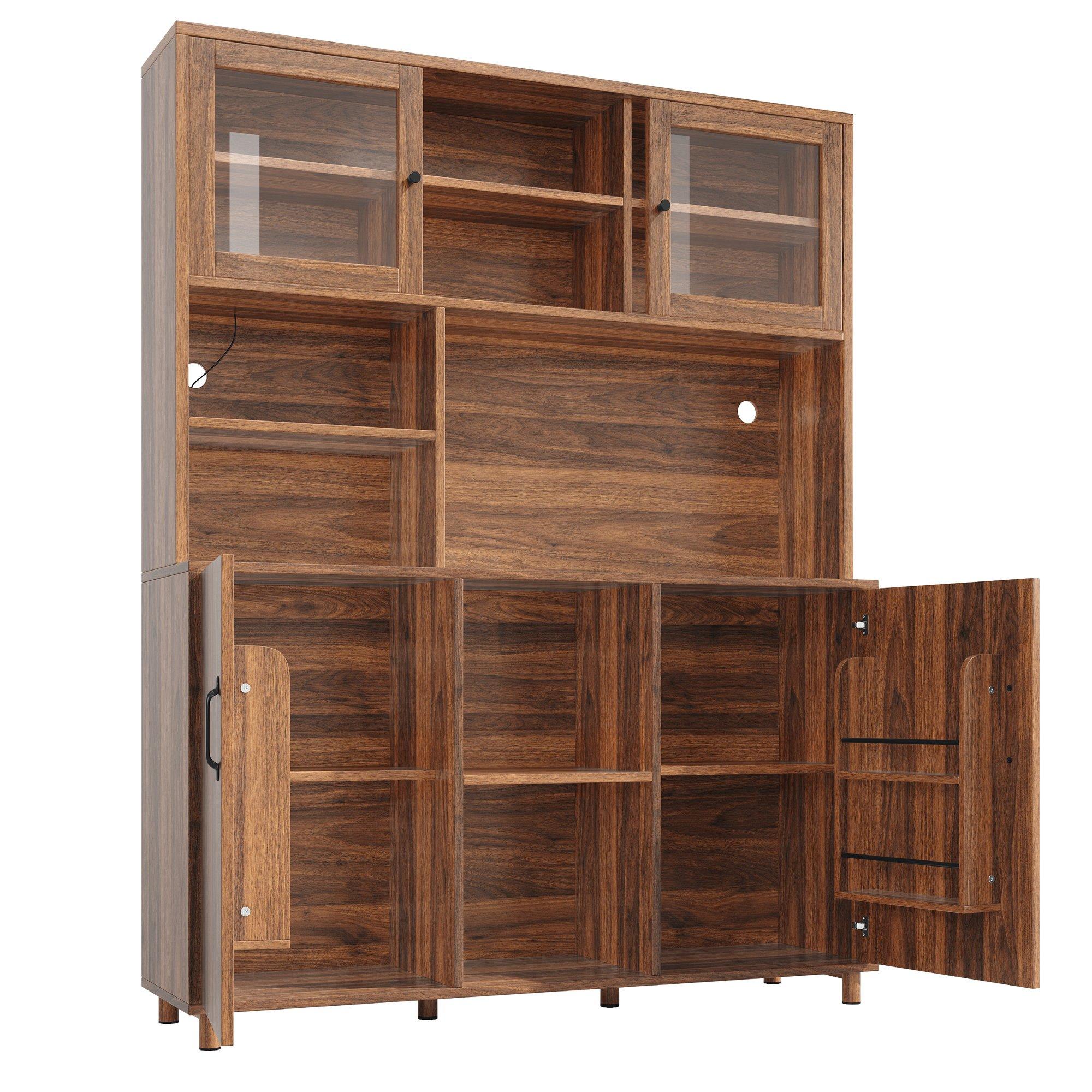 Walnut - Urban Meuble - Vintage LED Kitchen Tall Cabinet - 12