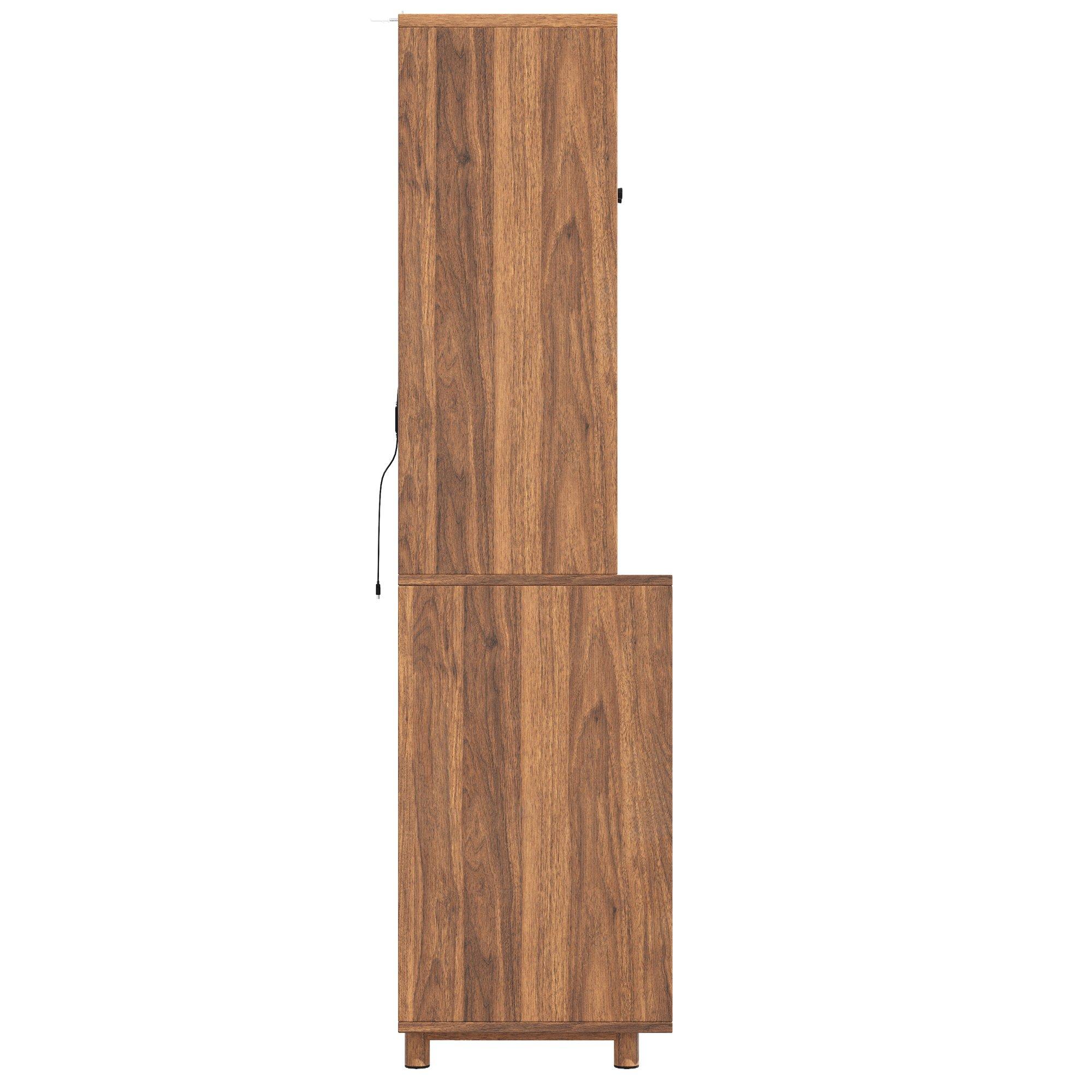 Walnut - Urban Meuble - Vintage LED Kitchen Tall Cabinet - 9