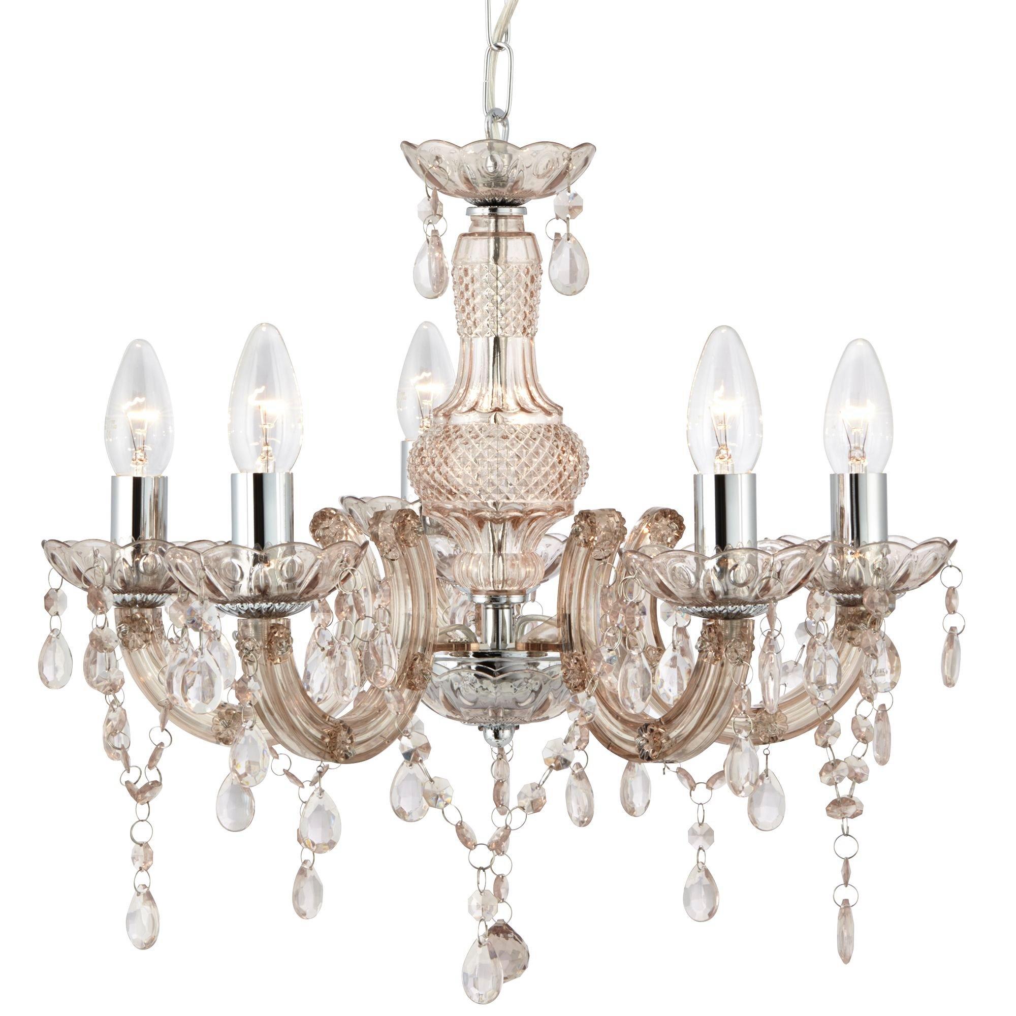 Mink - Lighting Collection - Charlotte 5Lt Pendant - Mink Glass & Acrylic - 2