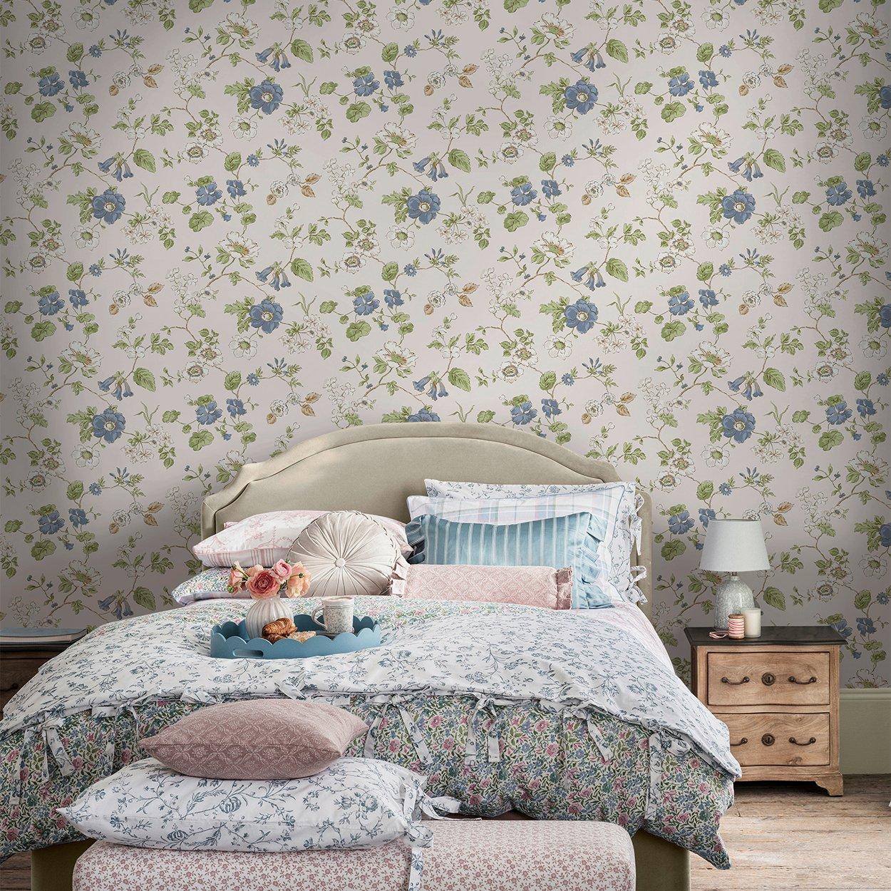 White - Laura Ashley - Laura Ashley Pennywell Grove Chalk Blue Wallpaper - 1