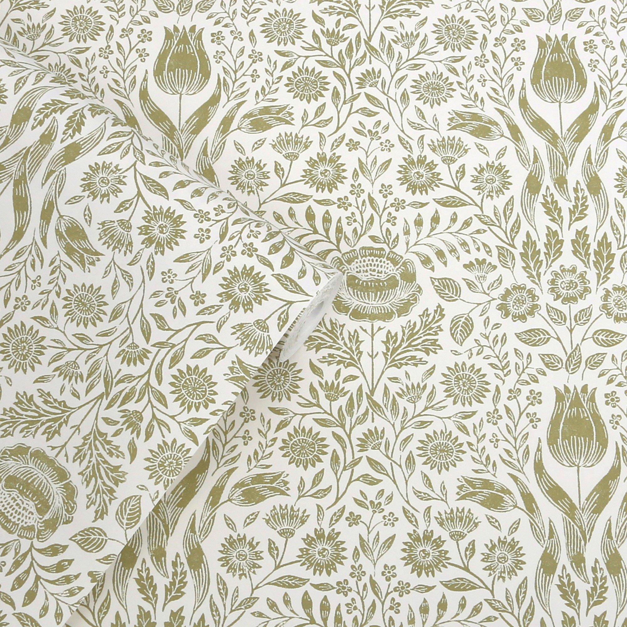 Green - Laura Ashley - Laura Ashley Ashstead Damask Hedgerow Wallpaper - 3