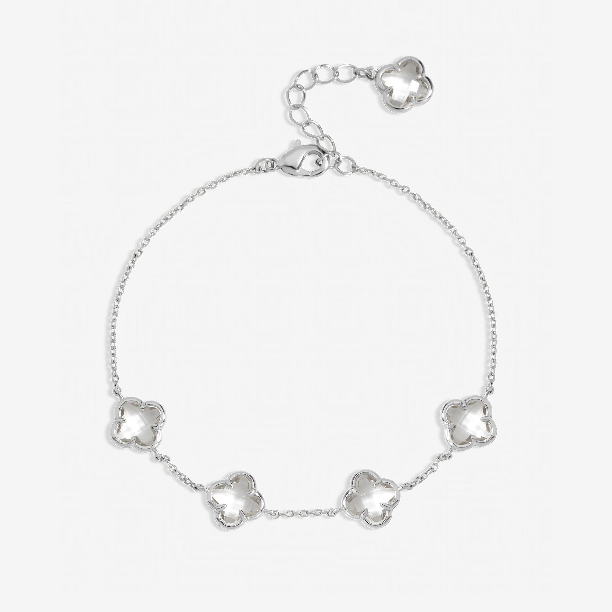 Silver - Inicio - Sterling Silver Clover Bracelet - Gift Pouch - 1