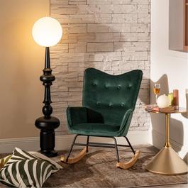 Urban Meuble Comfortable Velvet Rocking Chair Green