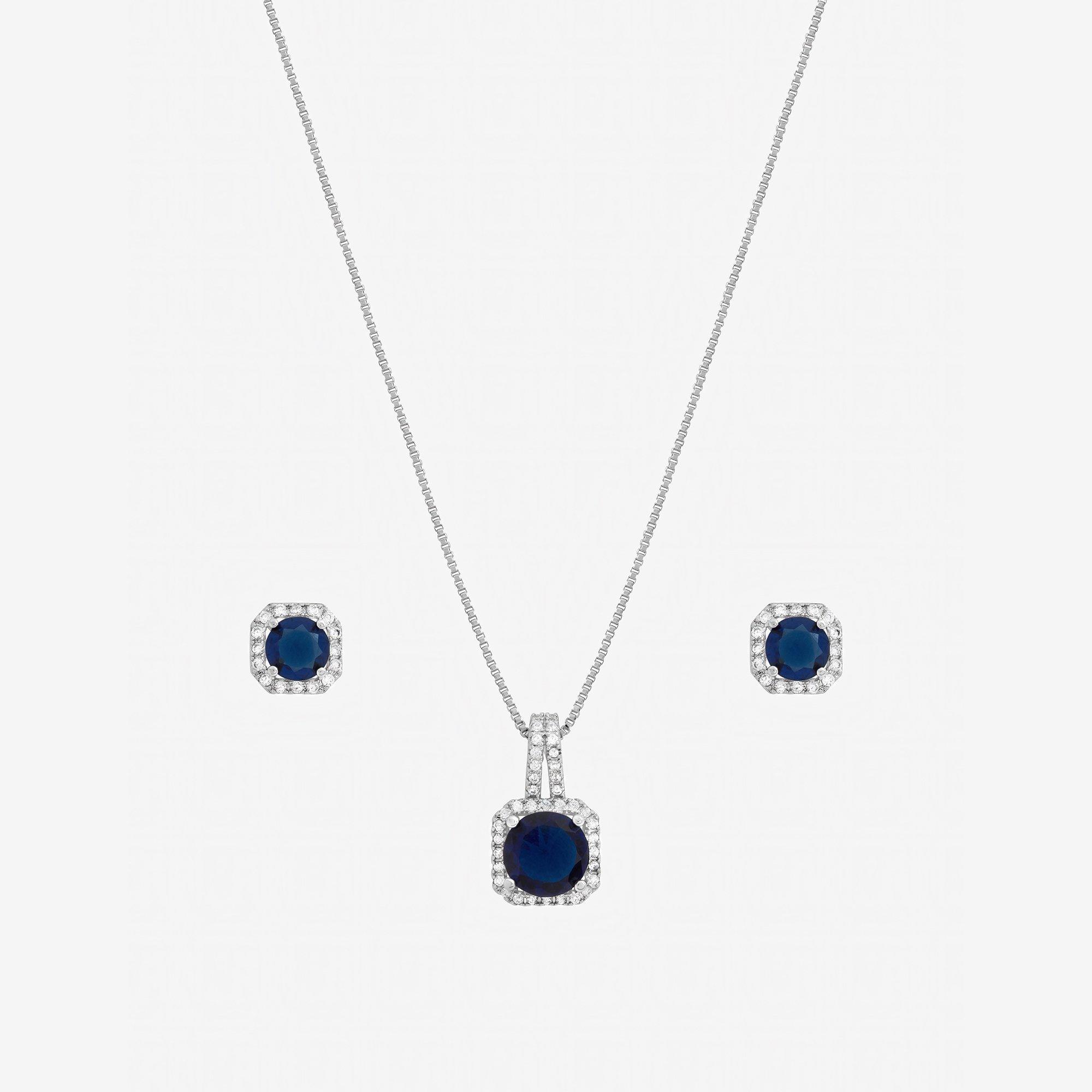 Silver - Jon Richard - Rhodium Cubic Zirconia Square Drop Set - Gift Box - 2