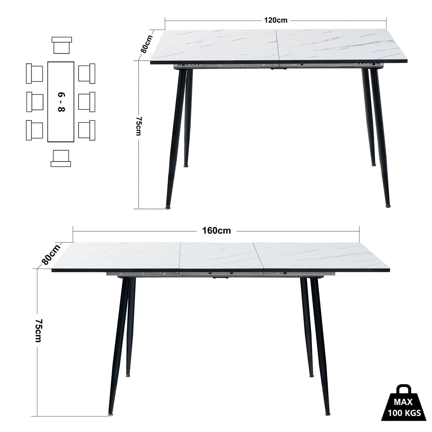 White - Urban Meuble - Scandinavian Expandable Dining Tabl - 4