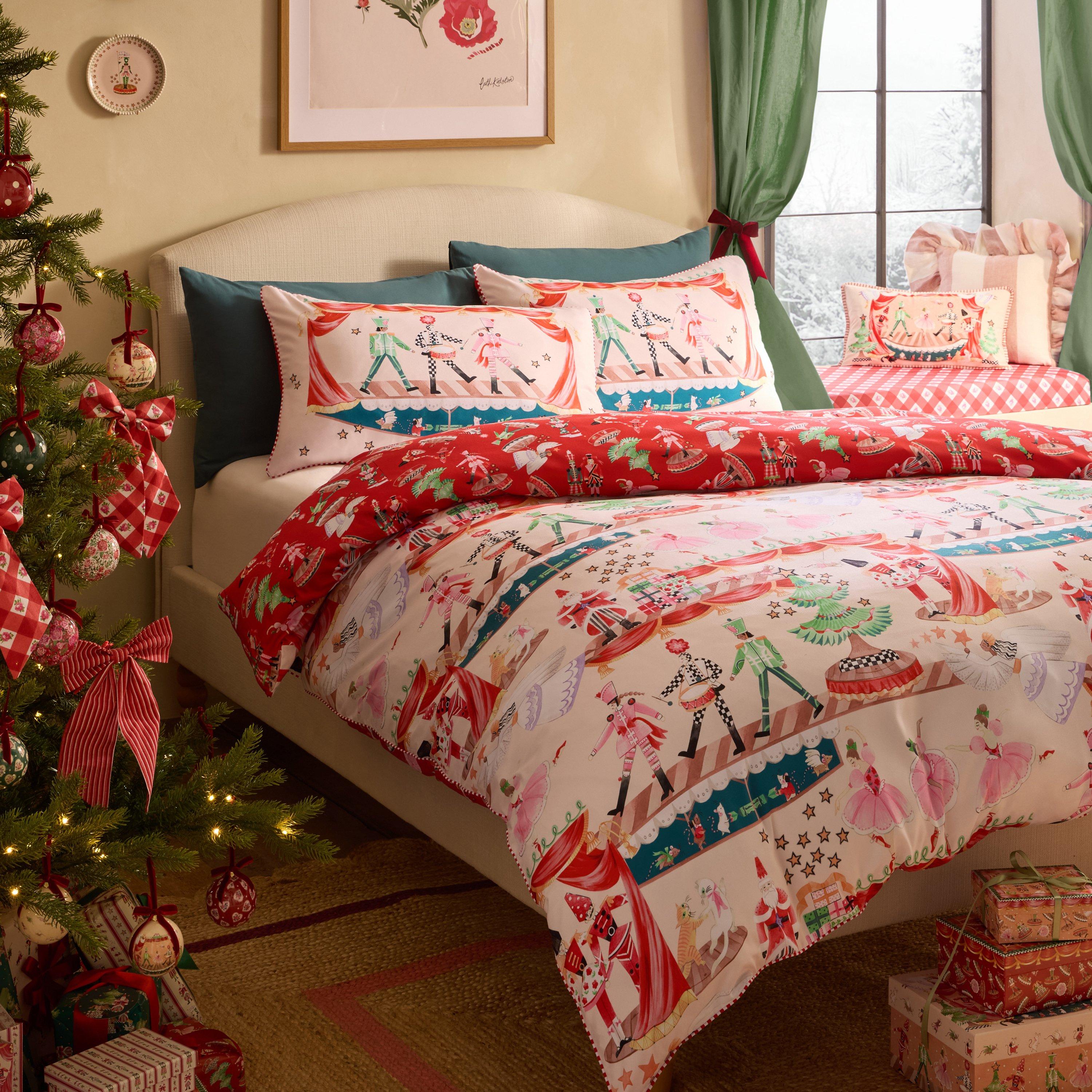 Red / Natural - Cath Kidston - Christmas Nutcracker Scene Duvet Cover Set - 2