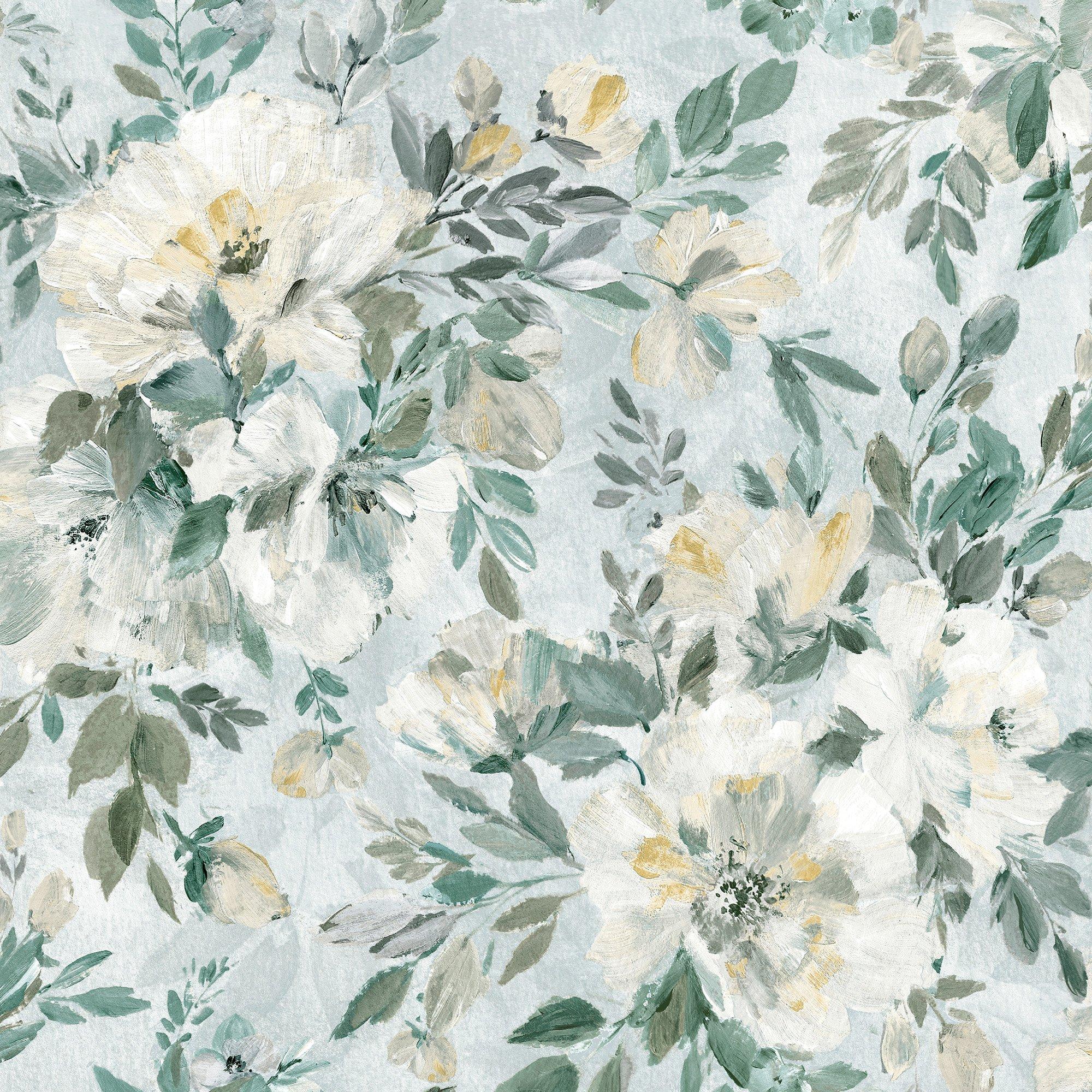 Green - Laura Ashley - Laura Ashley Elowen Peony Pale Teal Wallpaper - 2