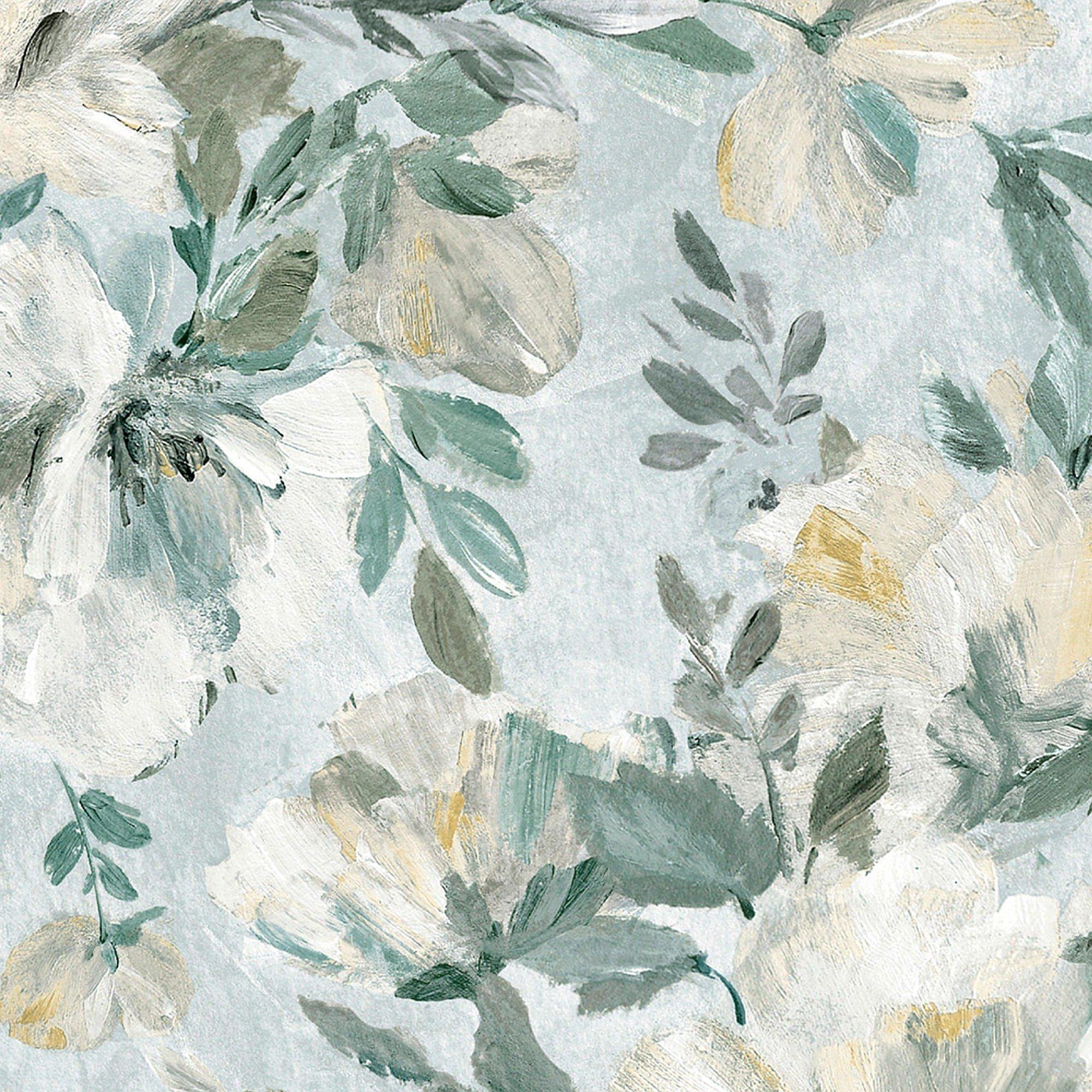 Green - Laura Ashley - Laura Ashley Elowen Peony Pale Teal Wallpaper - 4