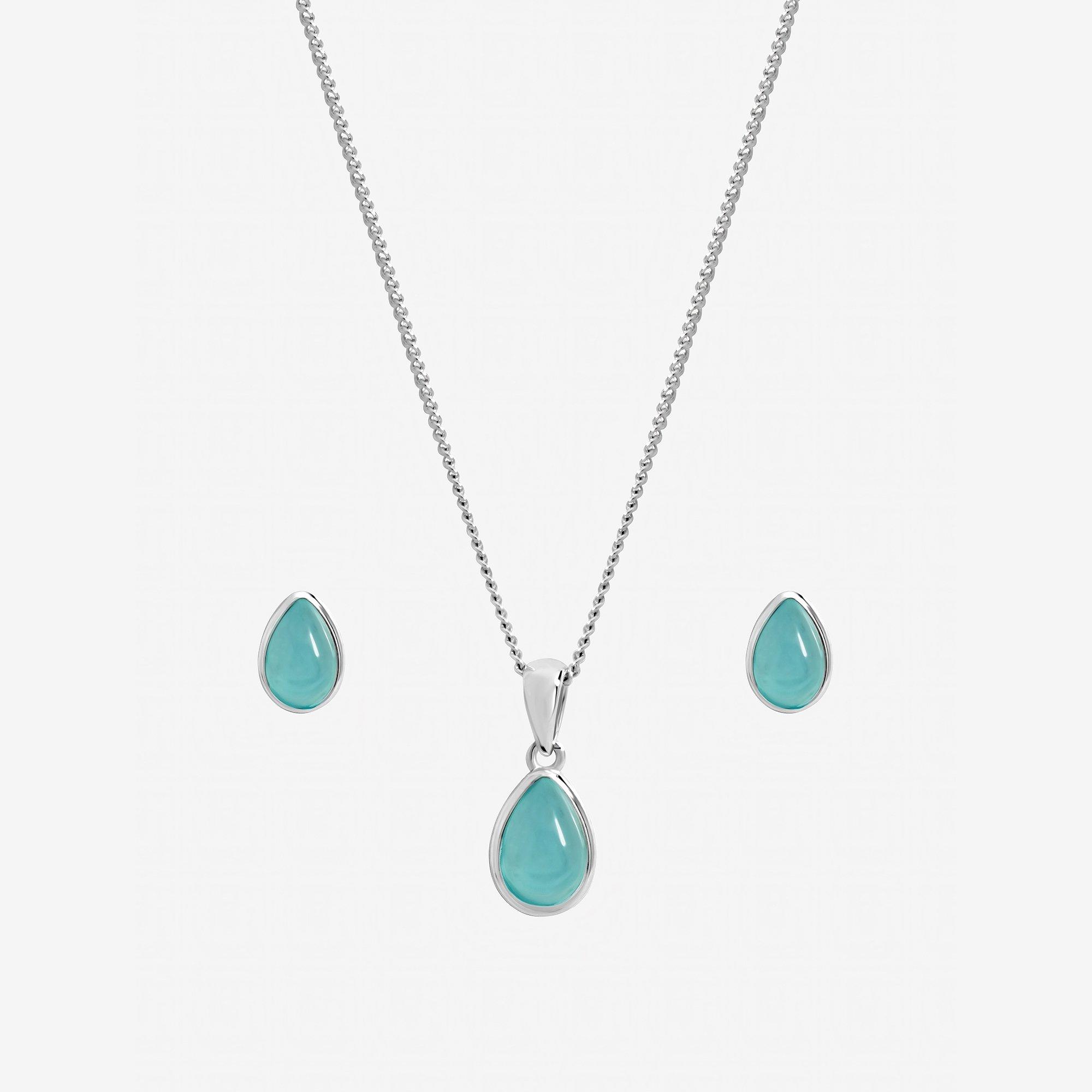 Silver - Inicio - Sterling Silver Plated Turquoise Set - Gift Box - 1