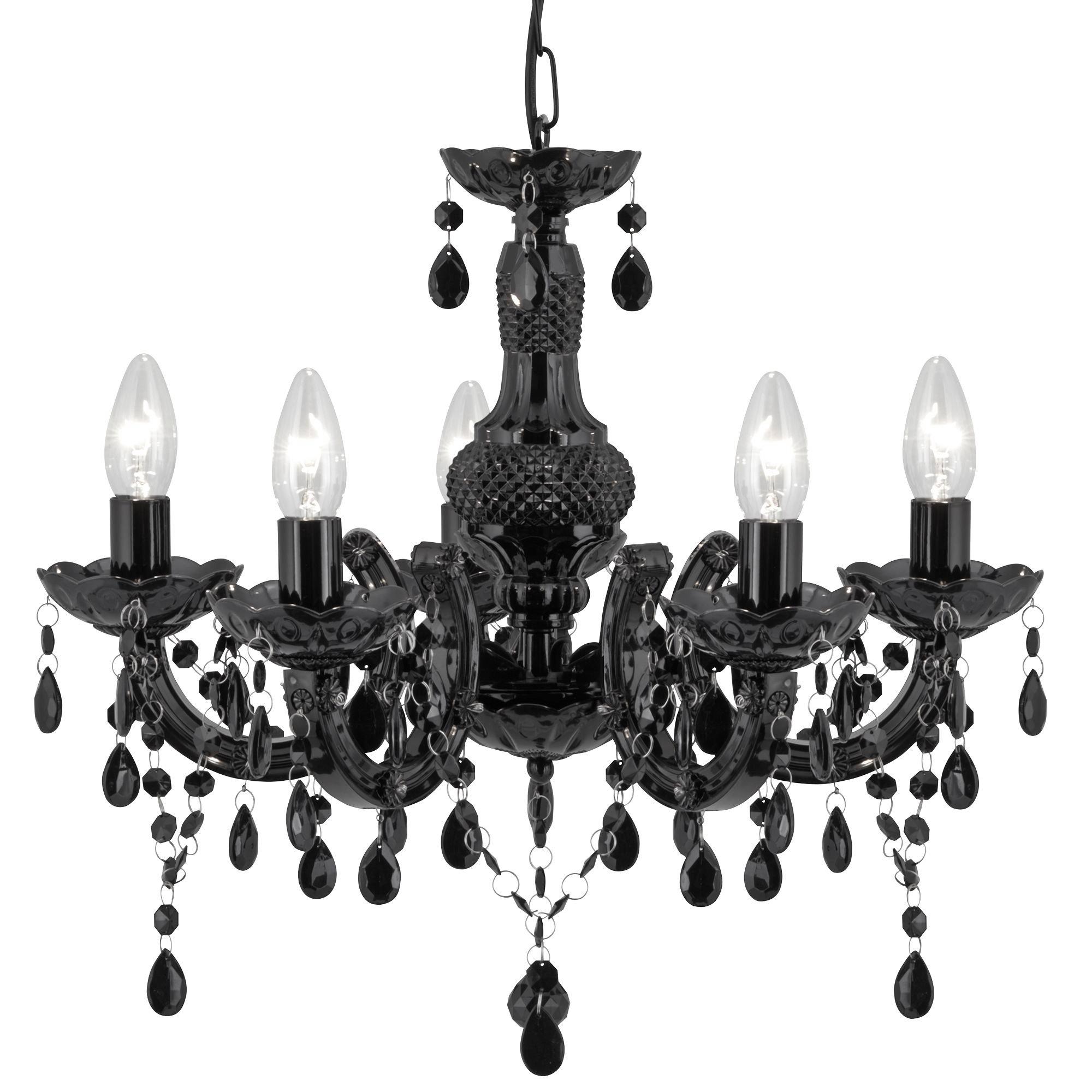 Black - Lighting Collection - Charlotte 5Lt Pendant - Black Glass & Acrylic - 2