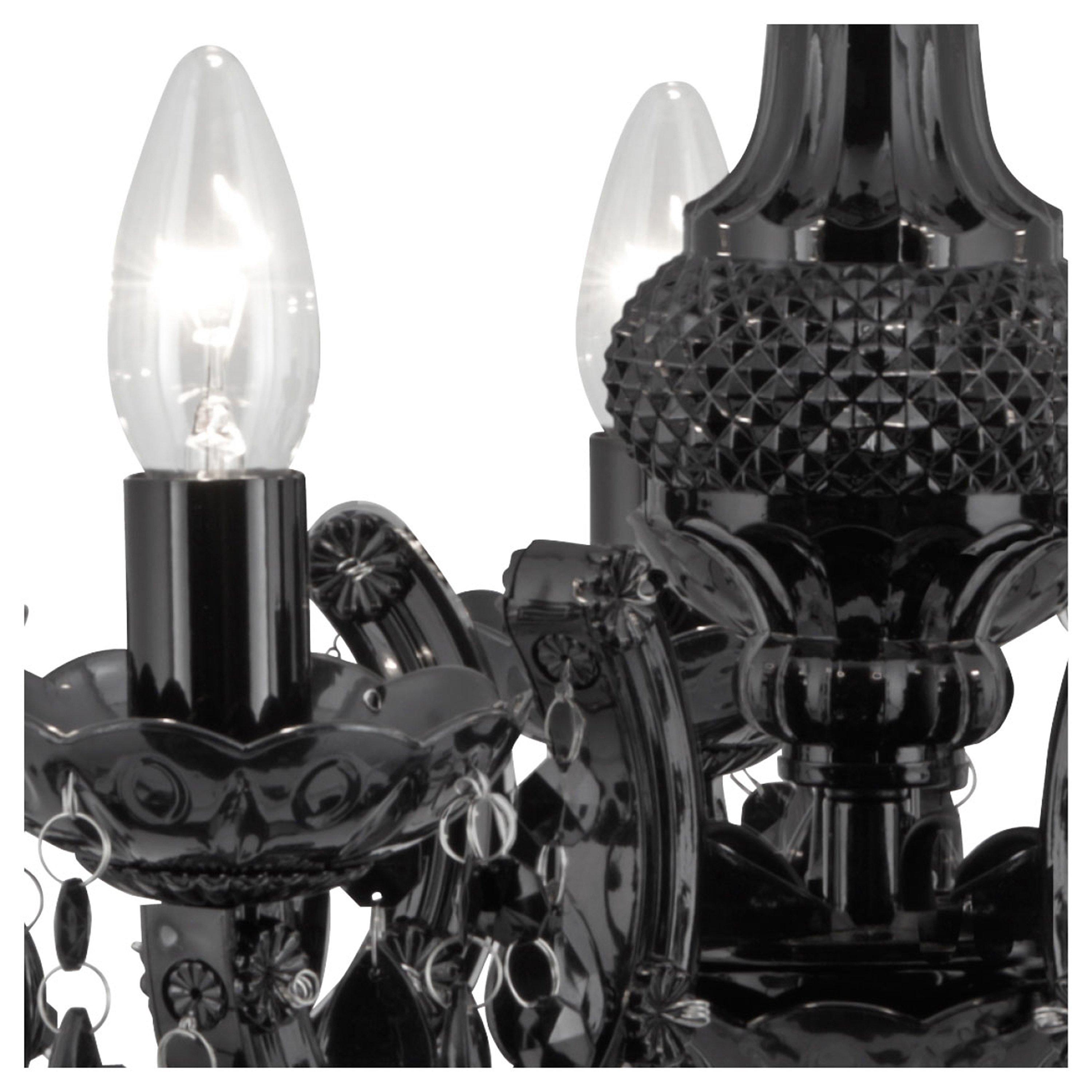Black - Lighting Collection - Charlotte 5Lt Pendant - Black Glass & Acrylic - 4