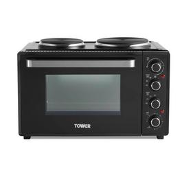 Tower 32 Litre Mini Oven with Hot Plates - Black with Si