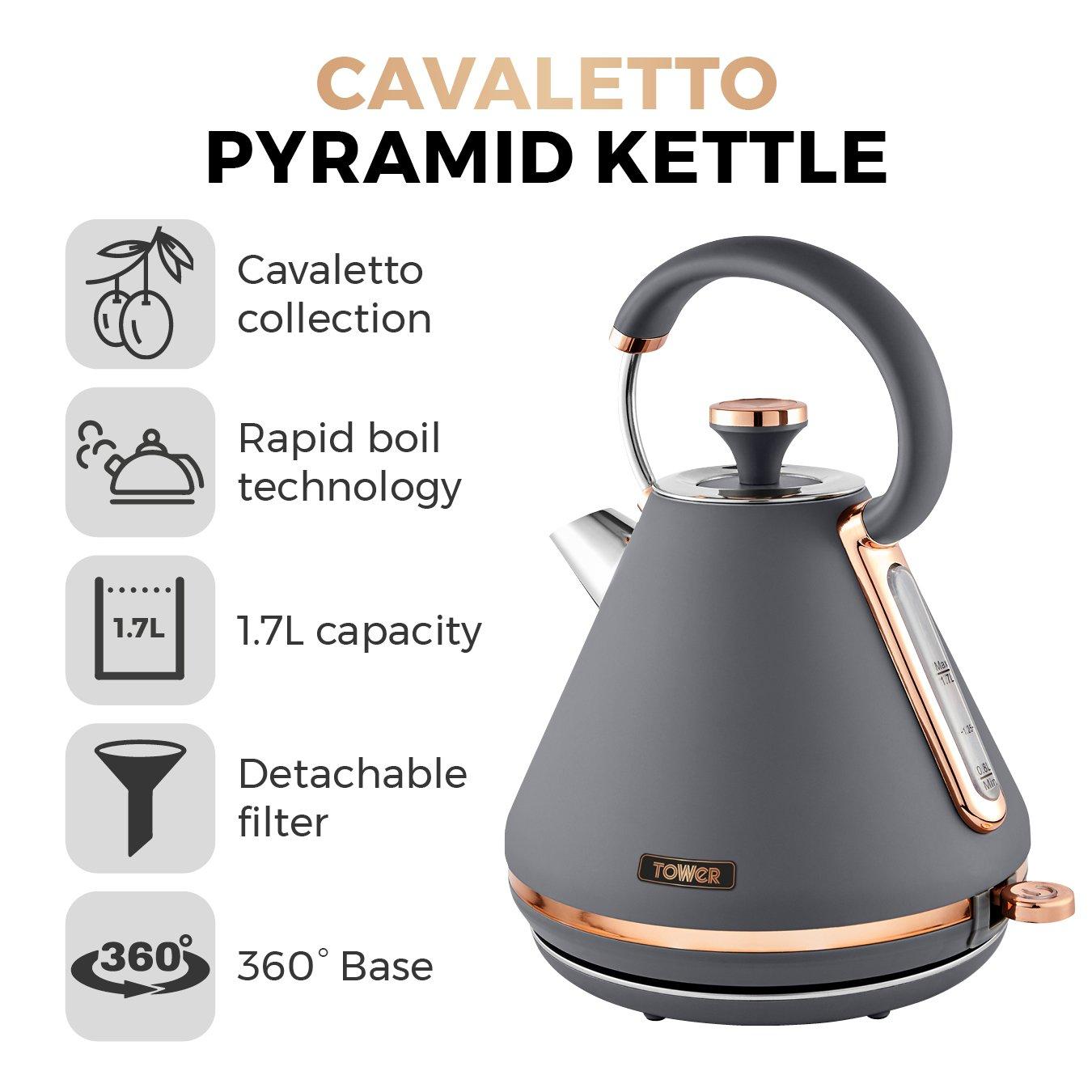 Grey - Tower - Cavaletto 3KW 1.7 Litre Pyramid Kettle Grey with R - 2
