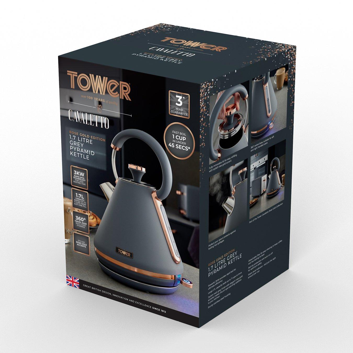 Grey - Tower - Cavaletto 3KW 1.7 Litre Pyramid Kettle Grey with R - 9