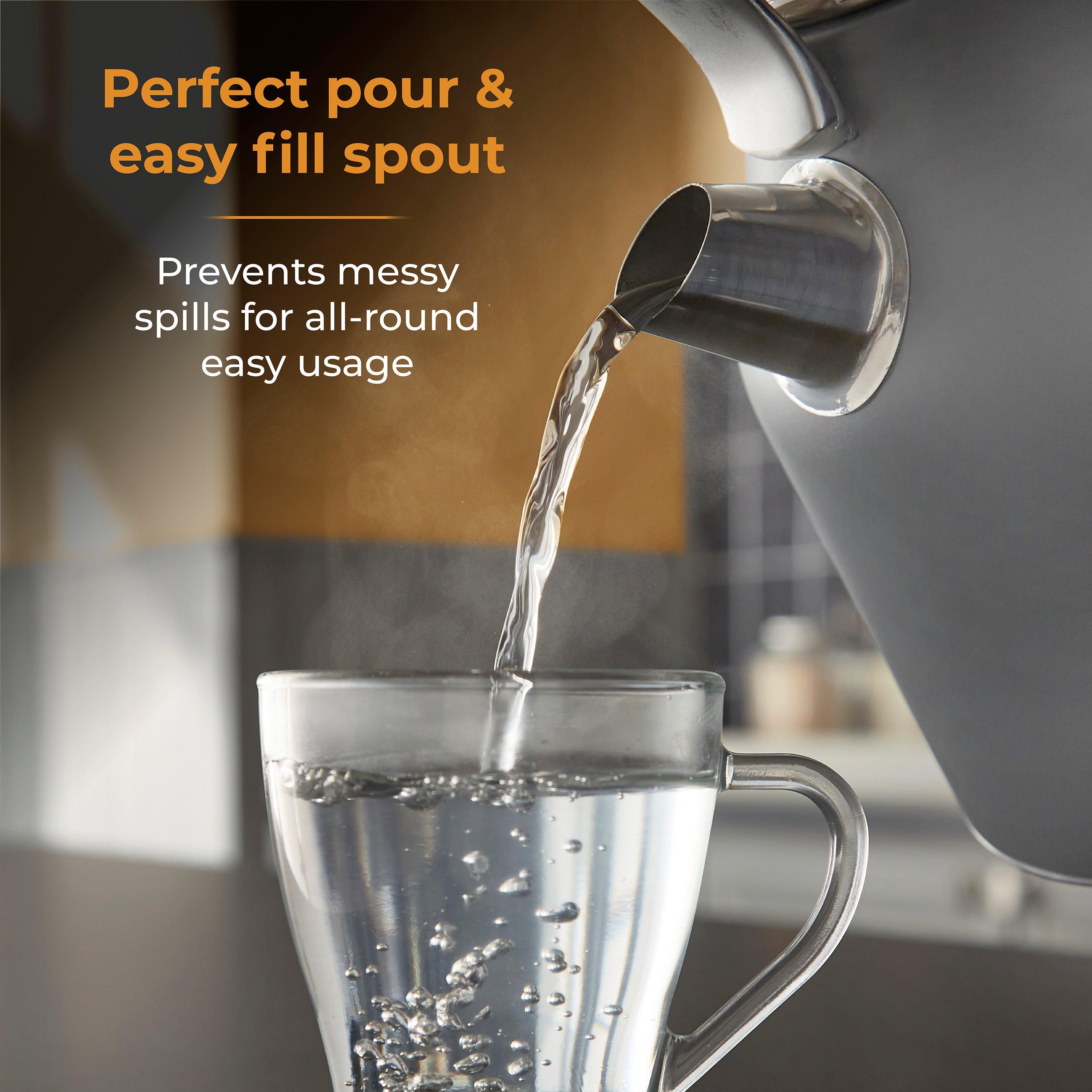 Grey - Tower - Renaissance 1.7 Litre 3KW Kettle Grey with Chrome - 4